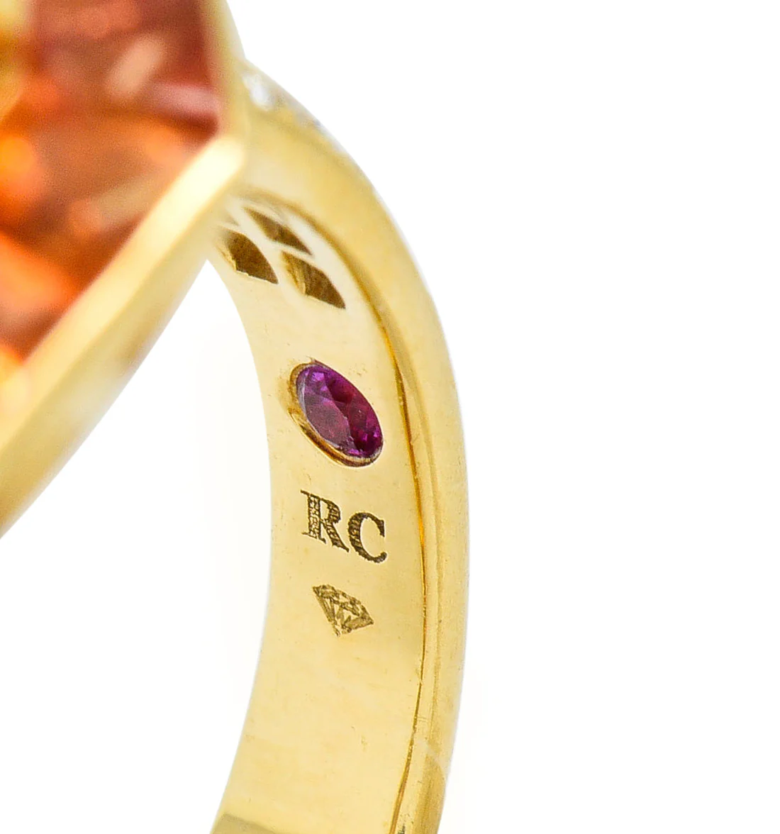 Roberto Coin 6.80 CTW Citrine Sapphire Diamond 18 Karat Gold Cocktail Ring - Image 6