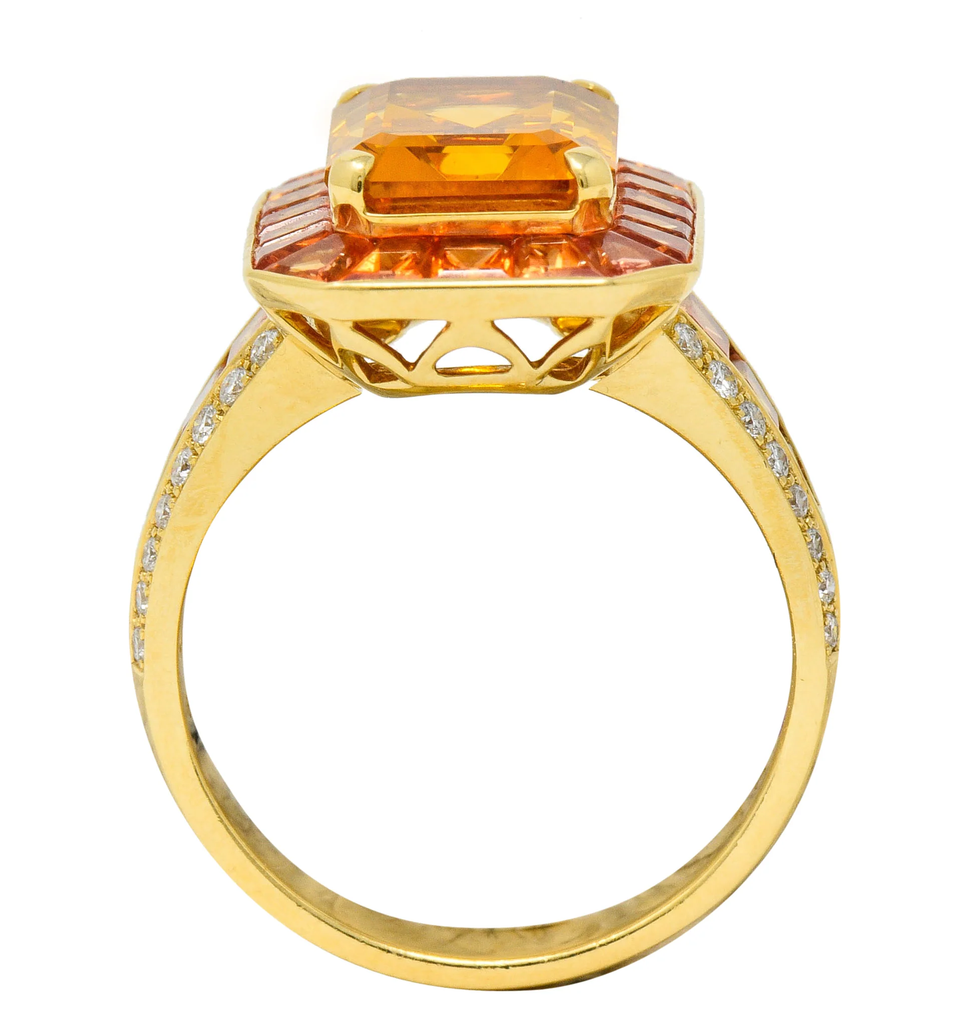 Roberto Coin 6.80 CTW Citrine Sapphire Diamond 18 Karat Gold Cocktail Ring - Image 7