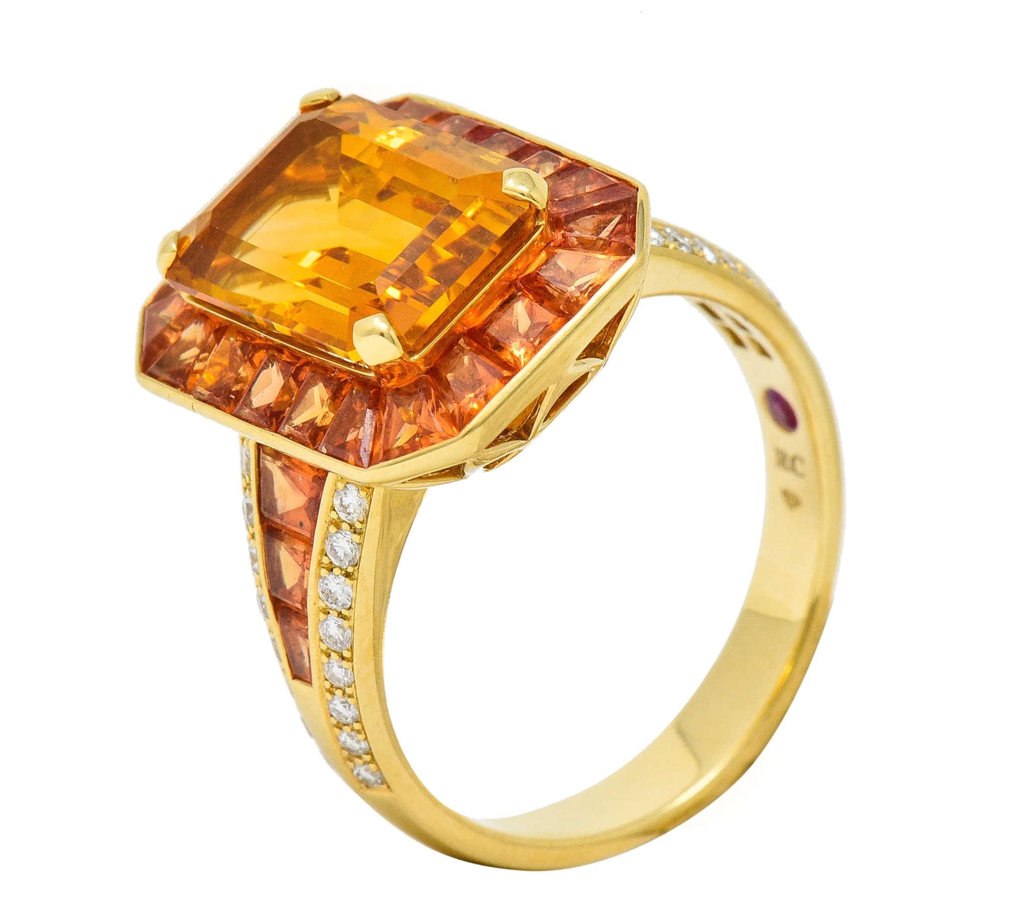 Roberto Coin 6.80 CTW Citrine Sapphire Diamond 18 Karat Gold Cocktail Ring - Image 8