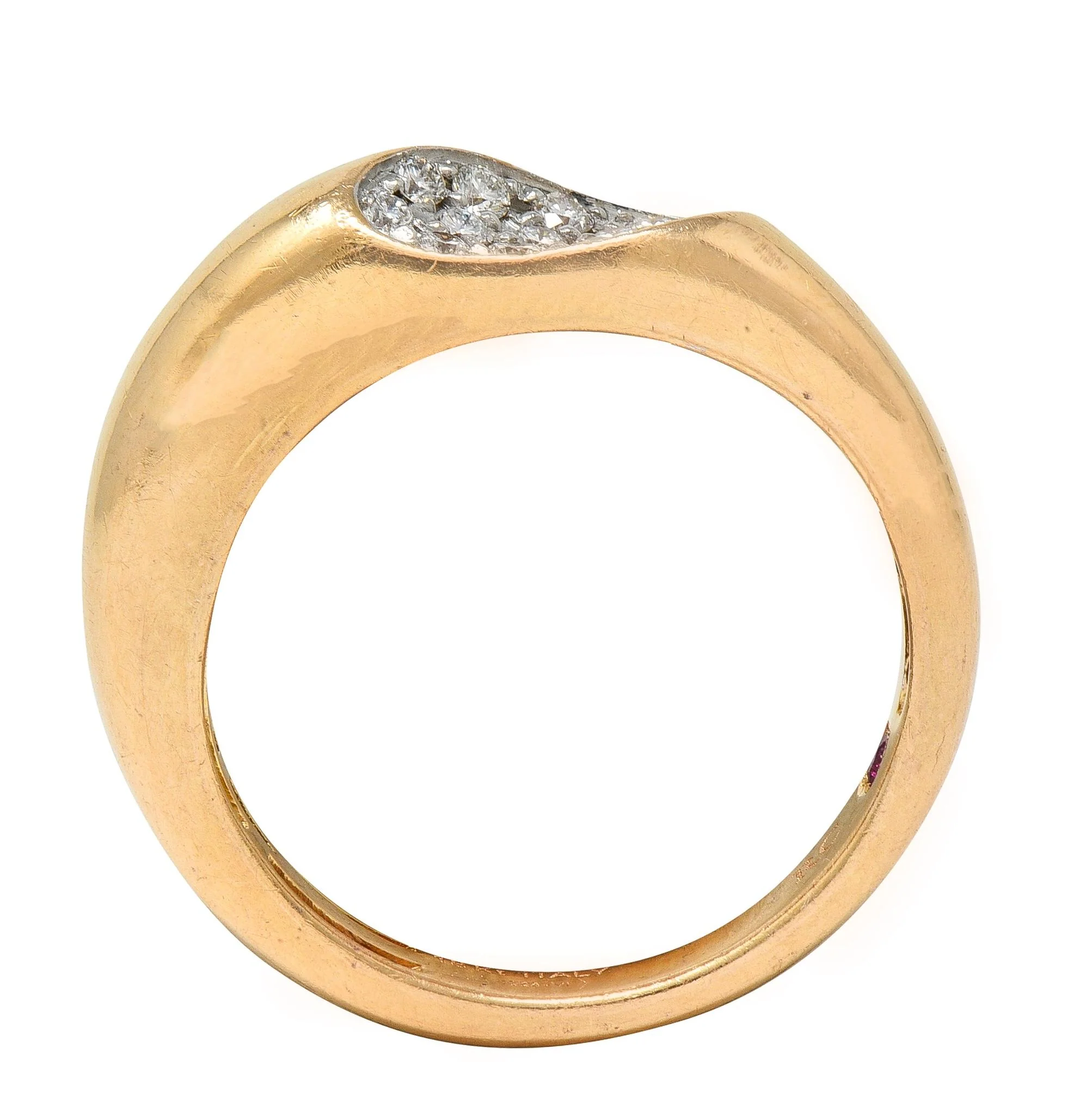 Roberto Coin Contemporary Diamond 18 Karat Two-Tone Gold Domed Capri Band Ring - Image 2
