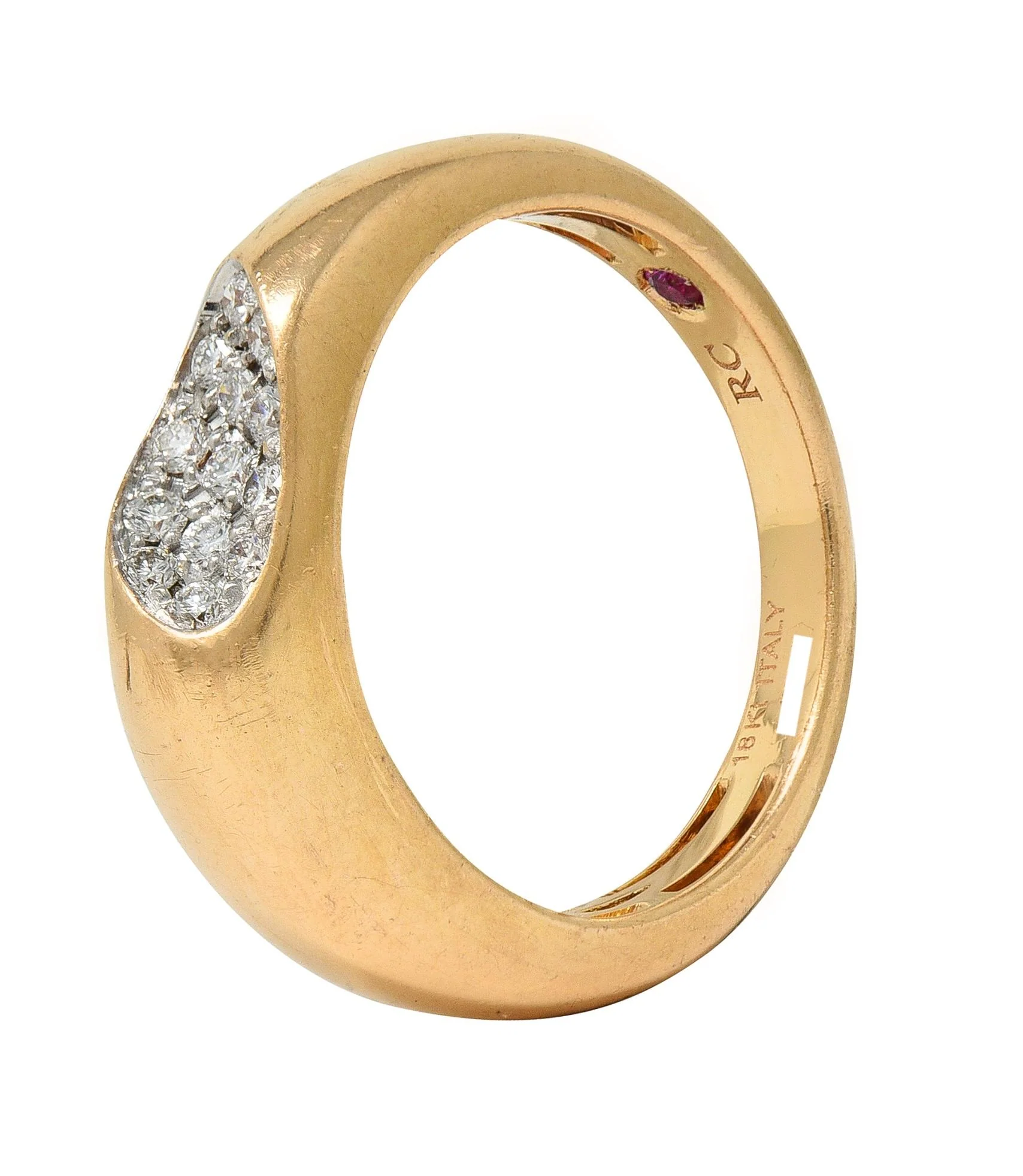 Roberto Coin Contemporary Diamond 18 Karat Two-Tone Gold Domed Capri Band Ring - Image 3