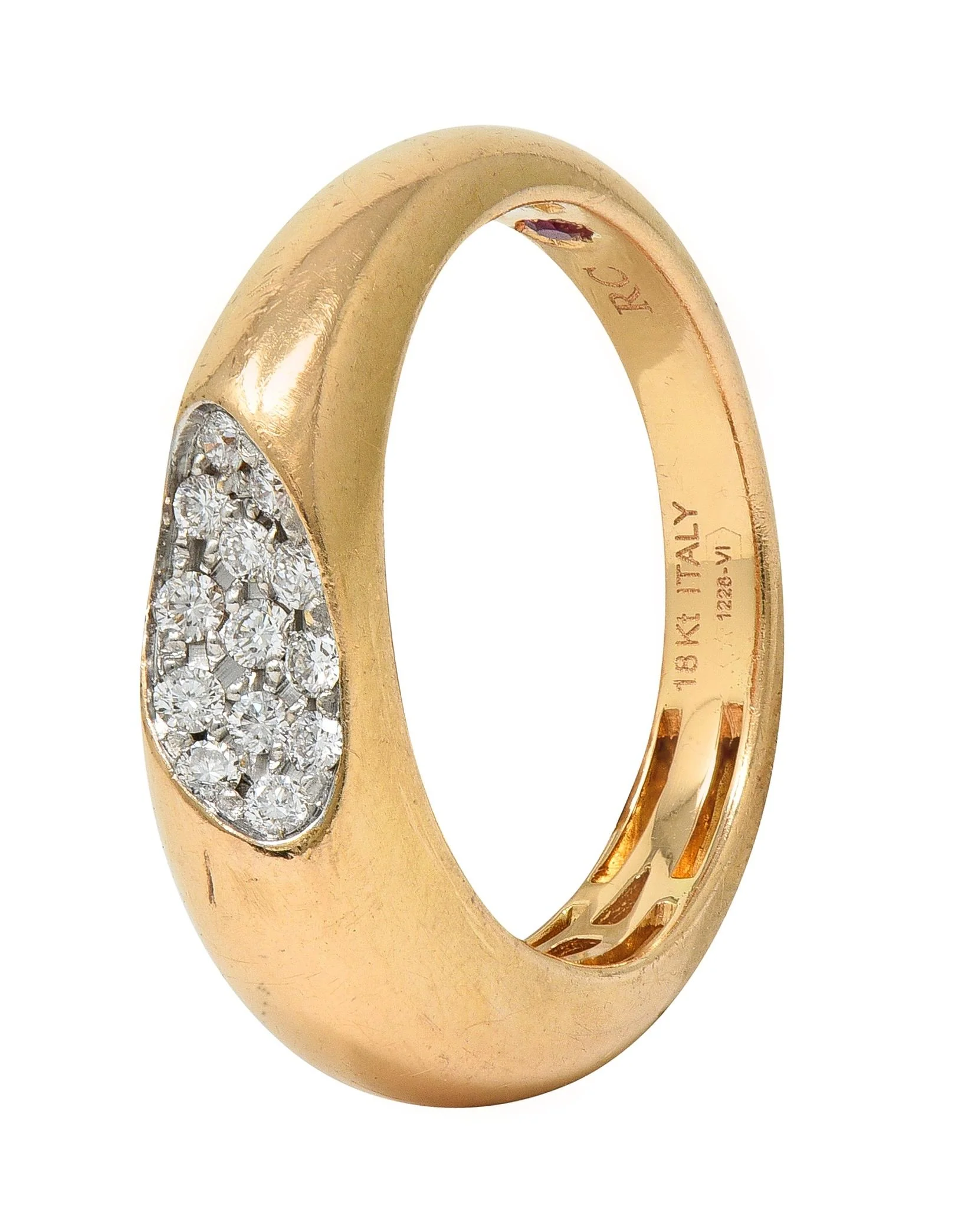Roberto Coin Contemporary Diamond 18 Karat Two-Tone Gold Domed Capri Band Ring - Image 9