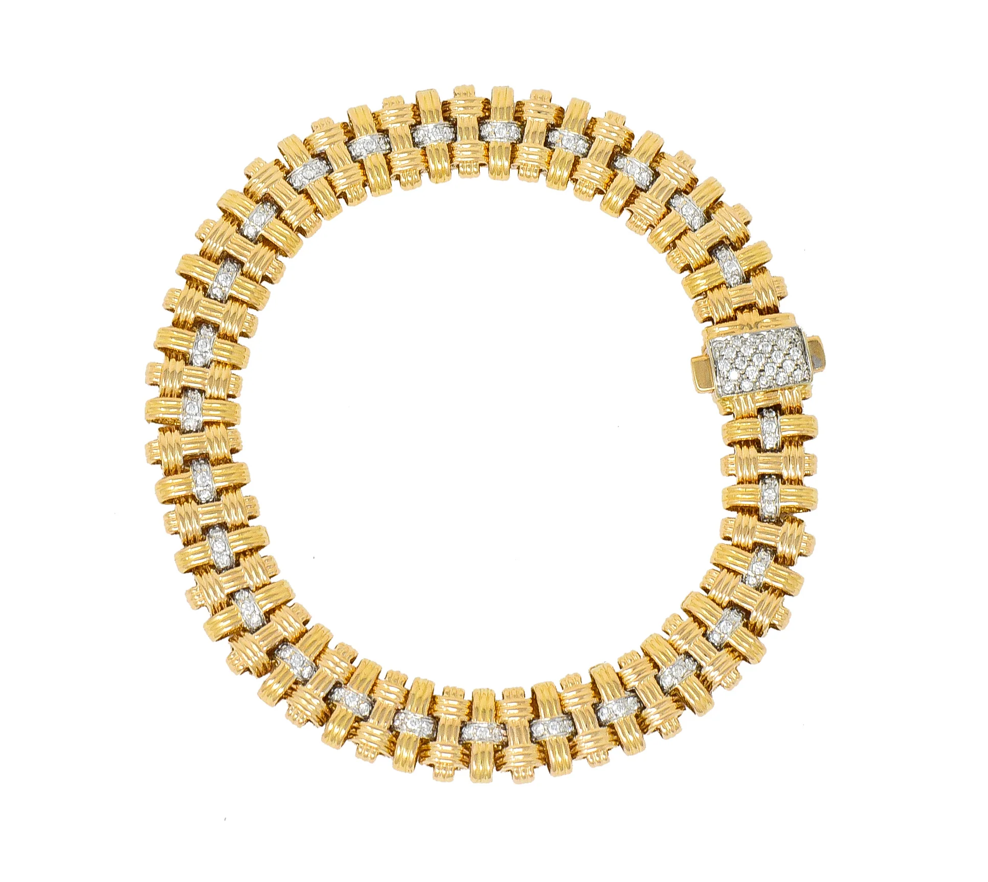 Roberto Coin Diamond 18 Karat Gold Appassionata Woven Link Bracelet - Image 2