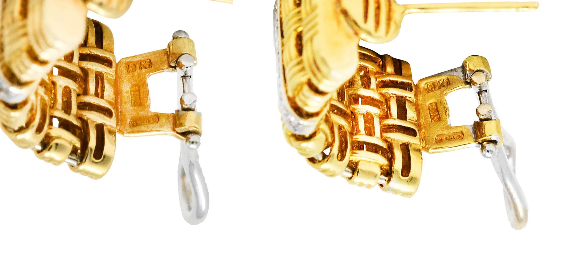 Roberto Coin Diamond 18 Karat Two-Tone Gold Appassionata Half-Hoop Earrings - Image 6