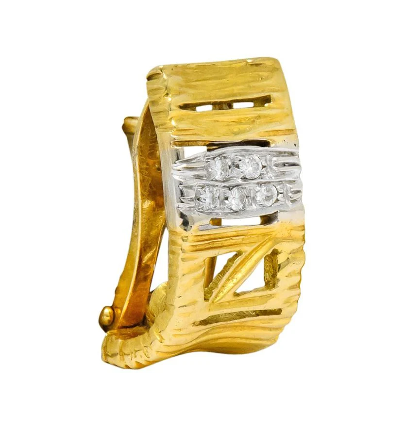 Roberto Coin Diamond 18 Karat Two-Tone Gold Italian Elephantina Earrings - Image 3