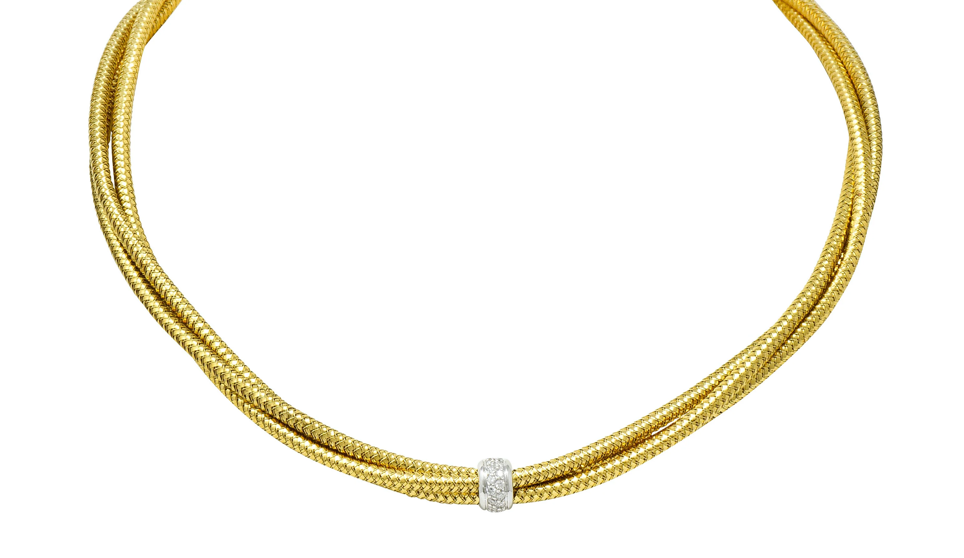 Roberto Coin Diamond 18 Karat Two-Tone Multi-Strand Necklace