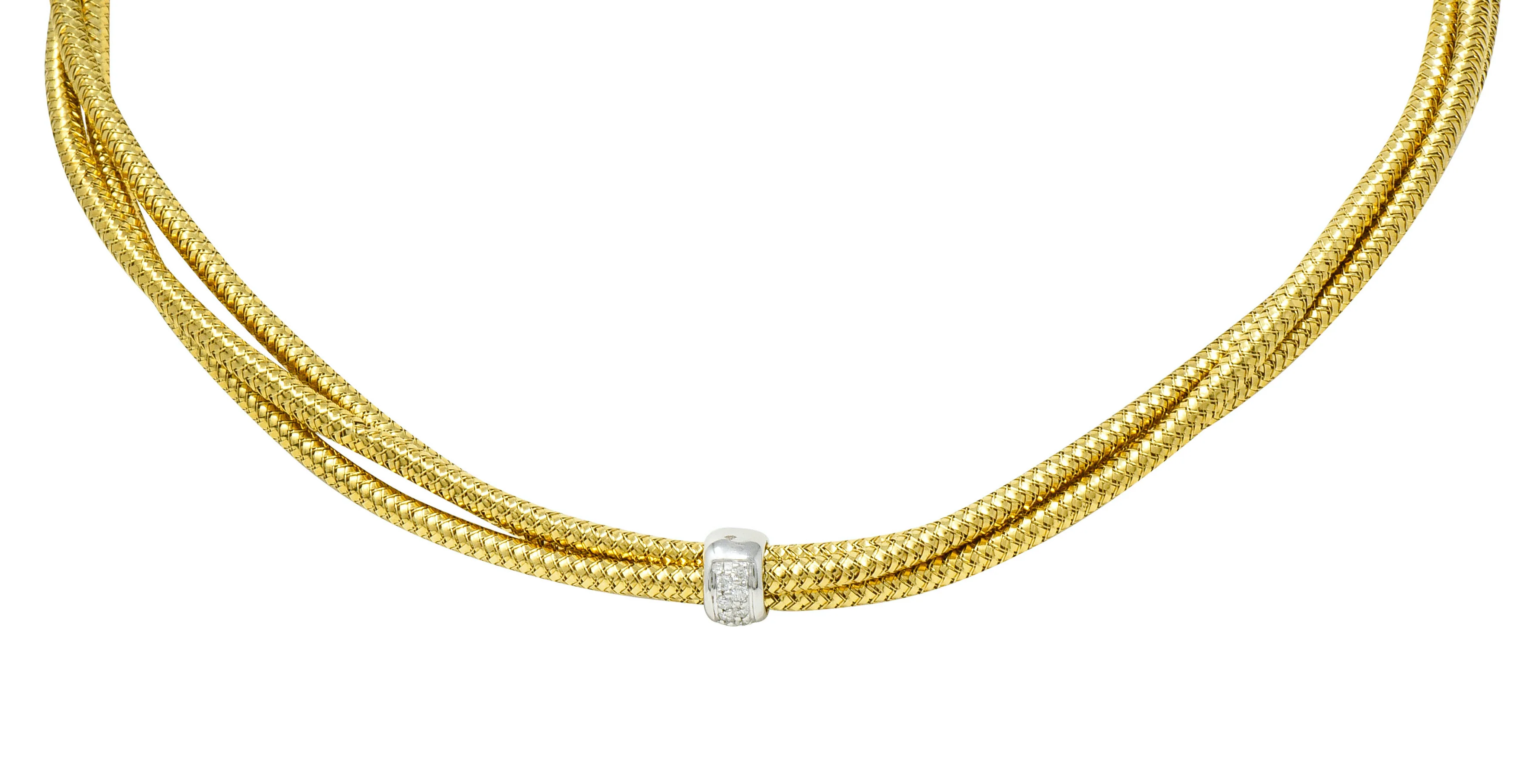 Roberto Coin Diamond 18 Karat Two-Tone Multi-Strand Necklace - Image 5