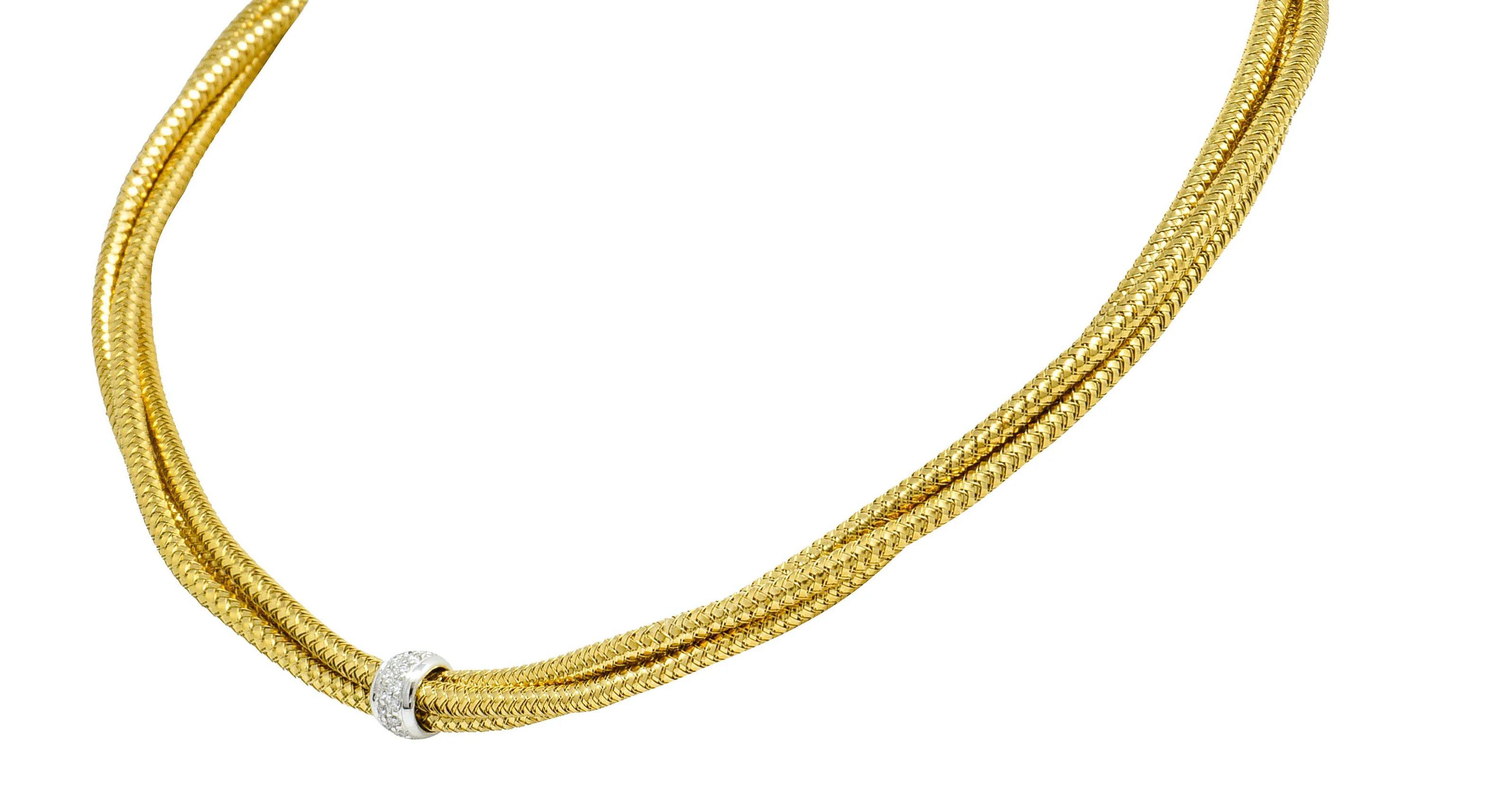 Roberto Coin Diamond 18 Karat Two-Tone Multi-Strand Necklace - Image 6
