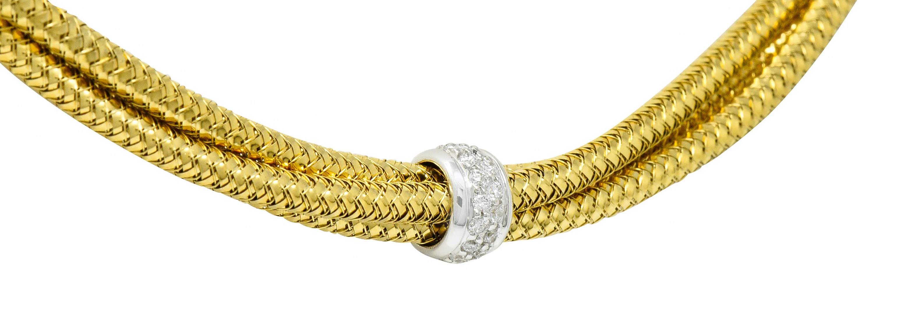 Roberto Coin Diamond 18 Karat Two-Tone Multi-Strand Necklace - Image 7