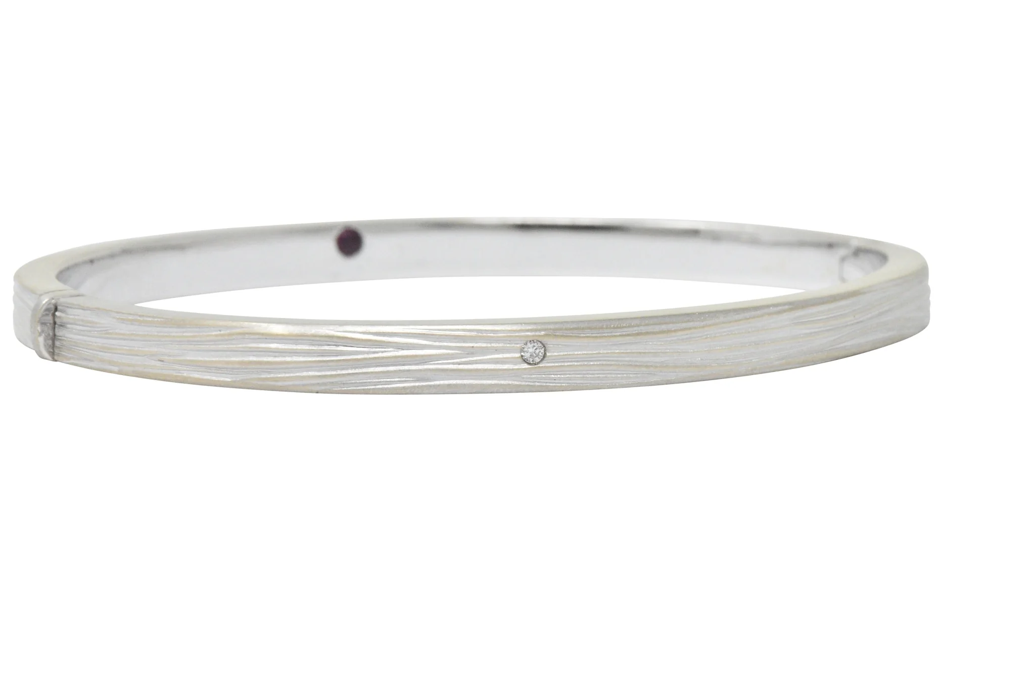 Roberto Coin Diamond 18 Karat White Gold Elephant Bangle Bracelet - Image 2