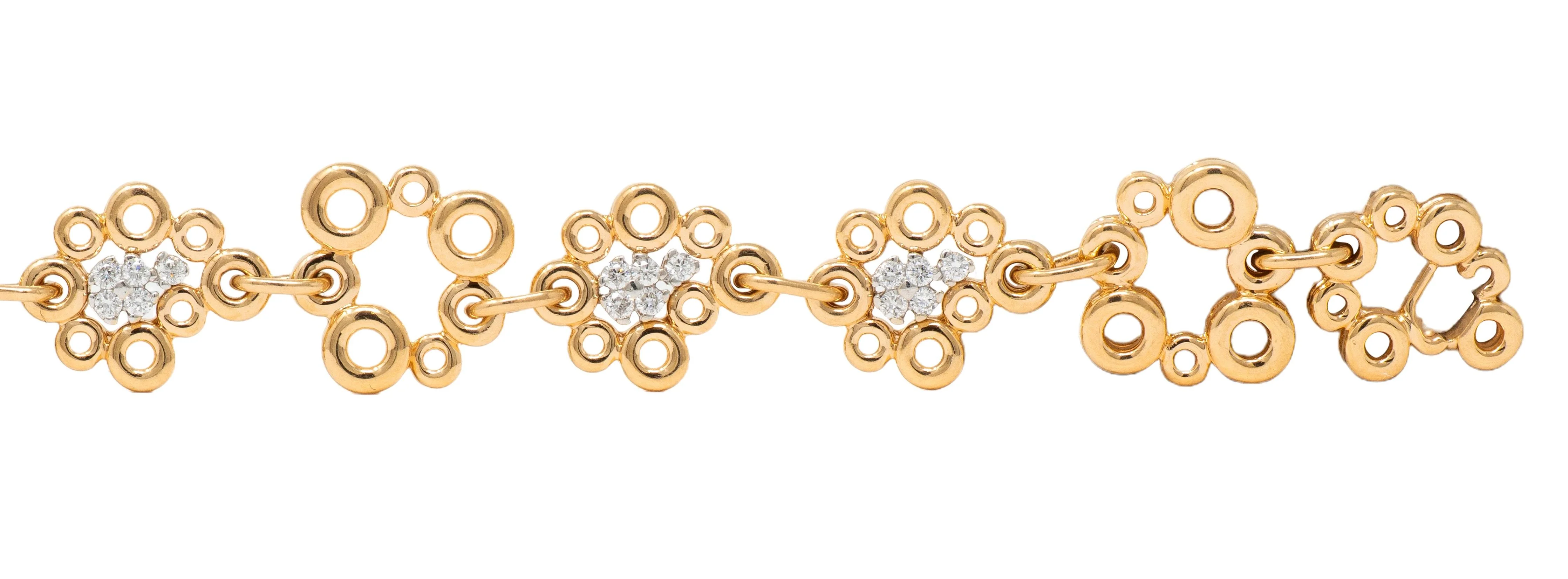 Roberto Coin Diamond 18 Karat Yellow Two-Tone Gold Bubble Bracelet - Image 5