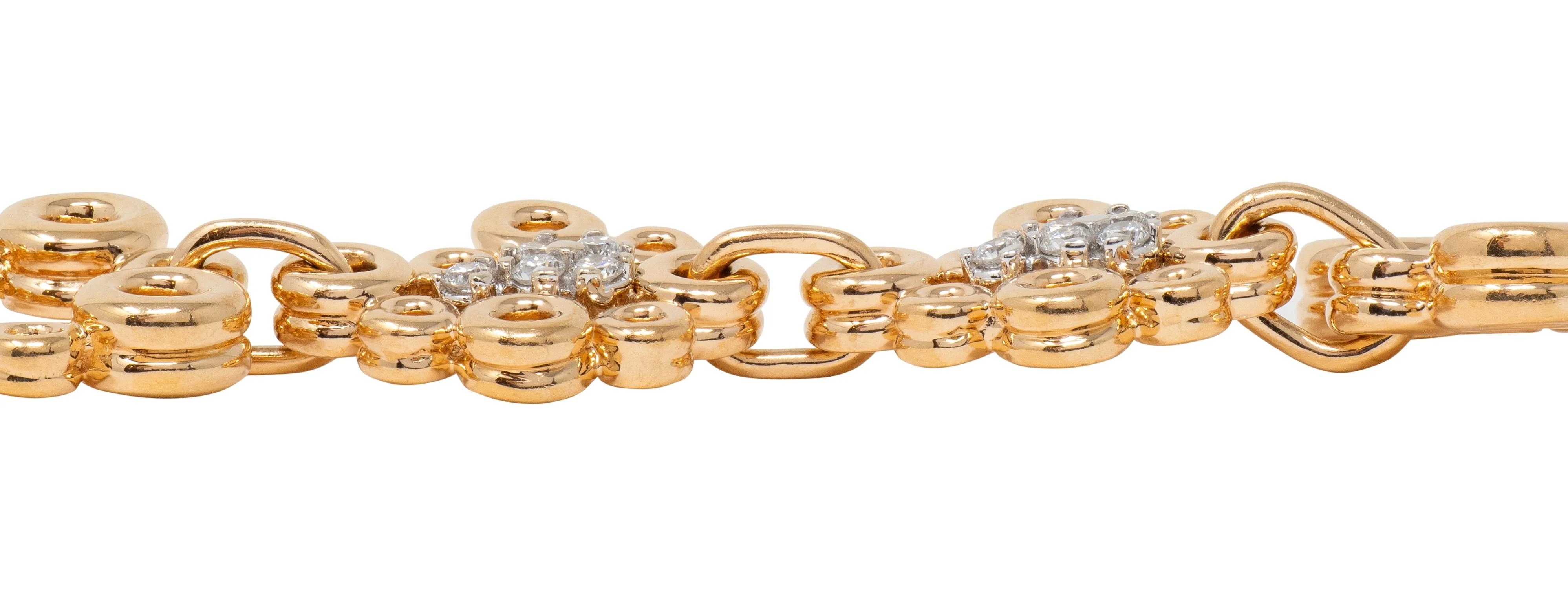 Roberto Coin Diamond 18 Karat Yellow Two-Tone Gold Bubble Bracelet - Image 6