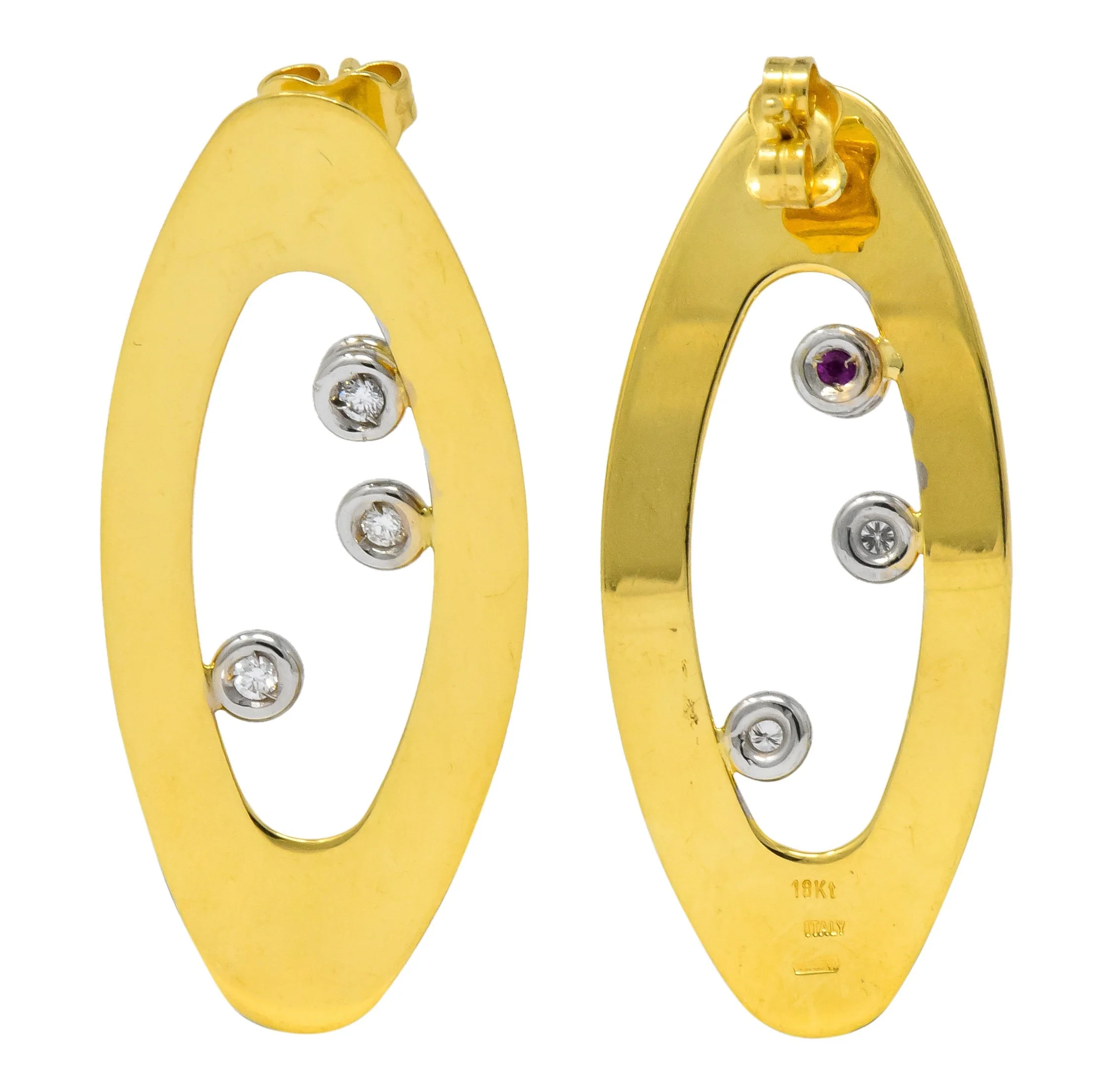 Roberto Coin Diamond Ruby 18 Karat Gold Chic & Shine Earrings - Image 5