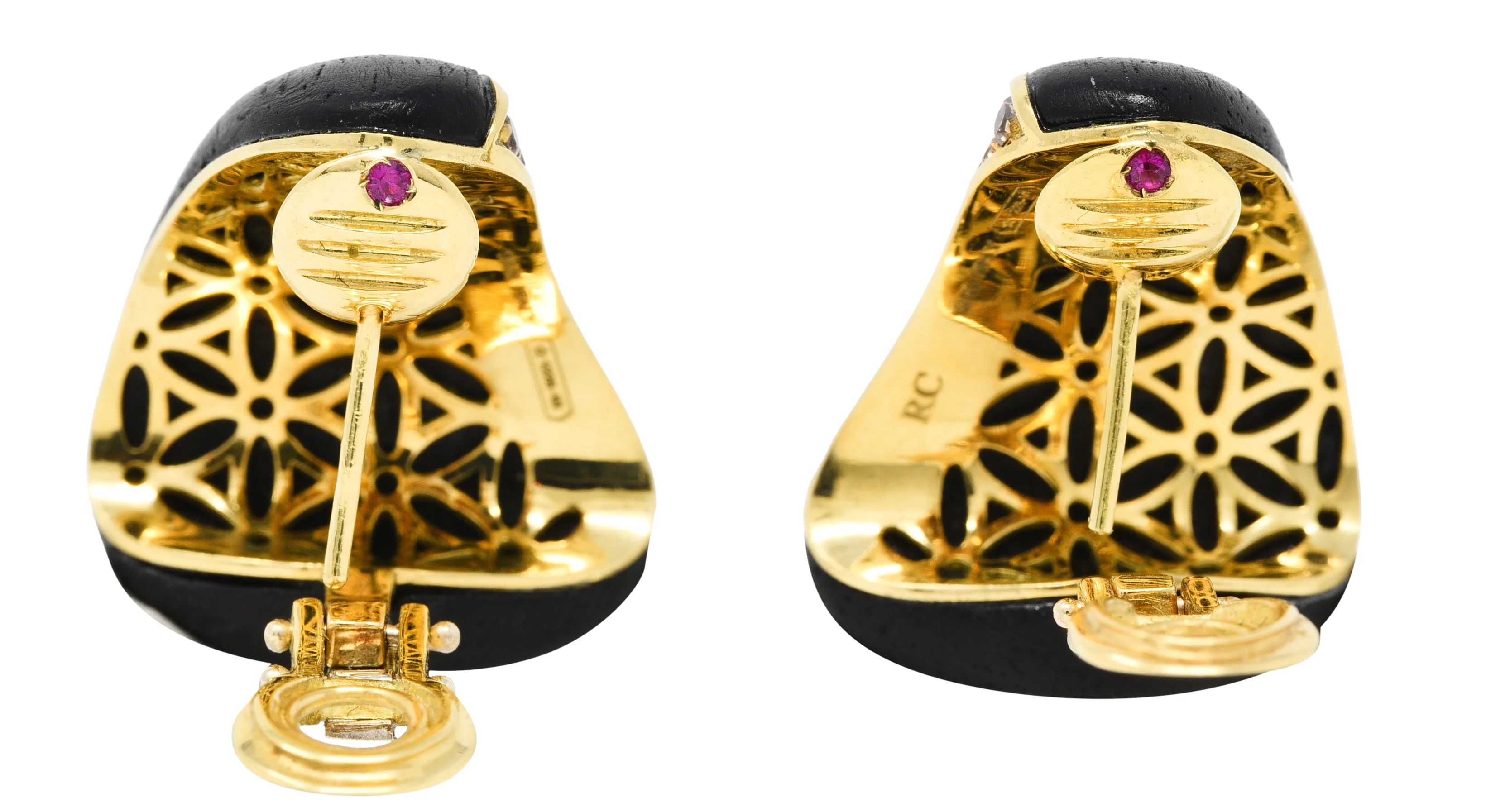 Roberto Coin Ebony 1.05 CTW Fancy Colored Diamond 18 Karat Gold Capri Plus Earrings - Image 7