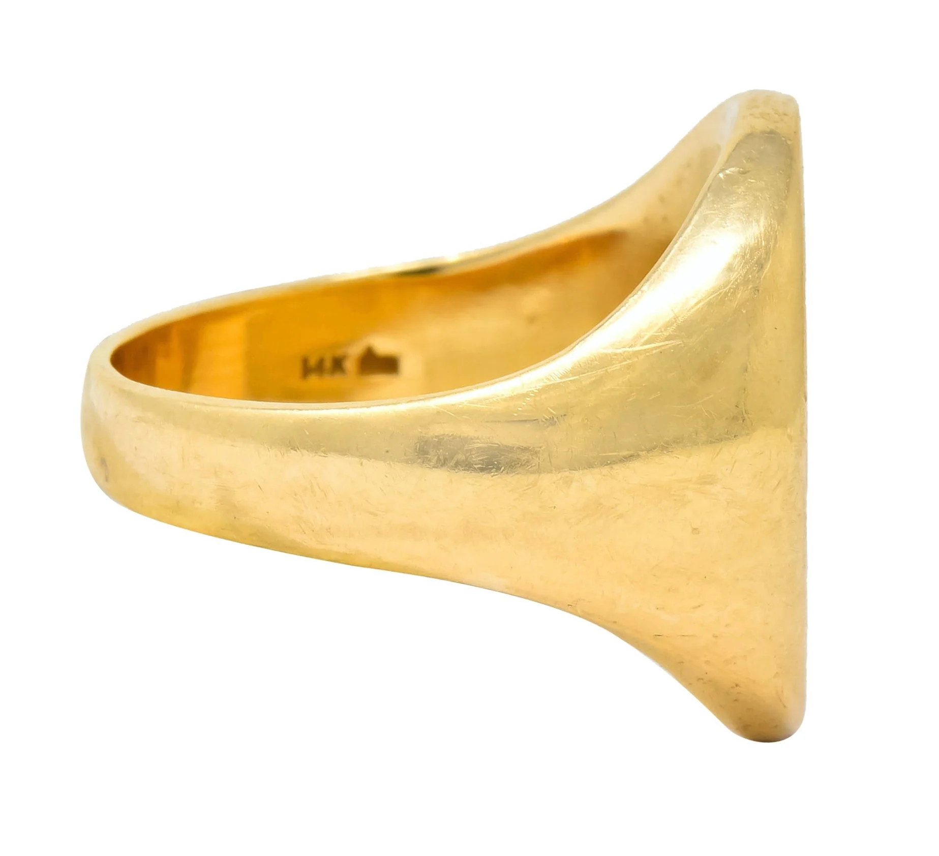 Robust Victorian 14 Karat Gold Crane Heraldry Unisex Signet Ring - Image 3