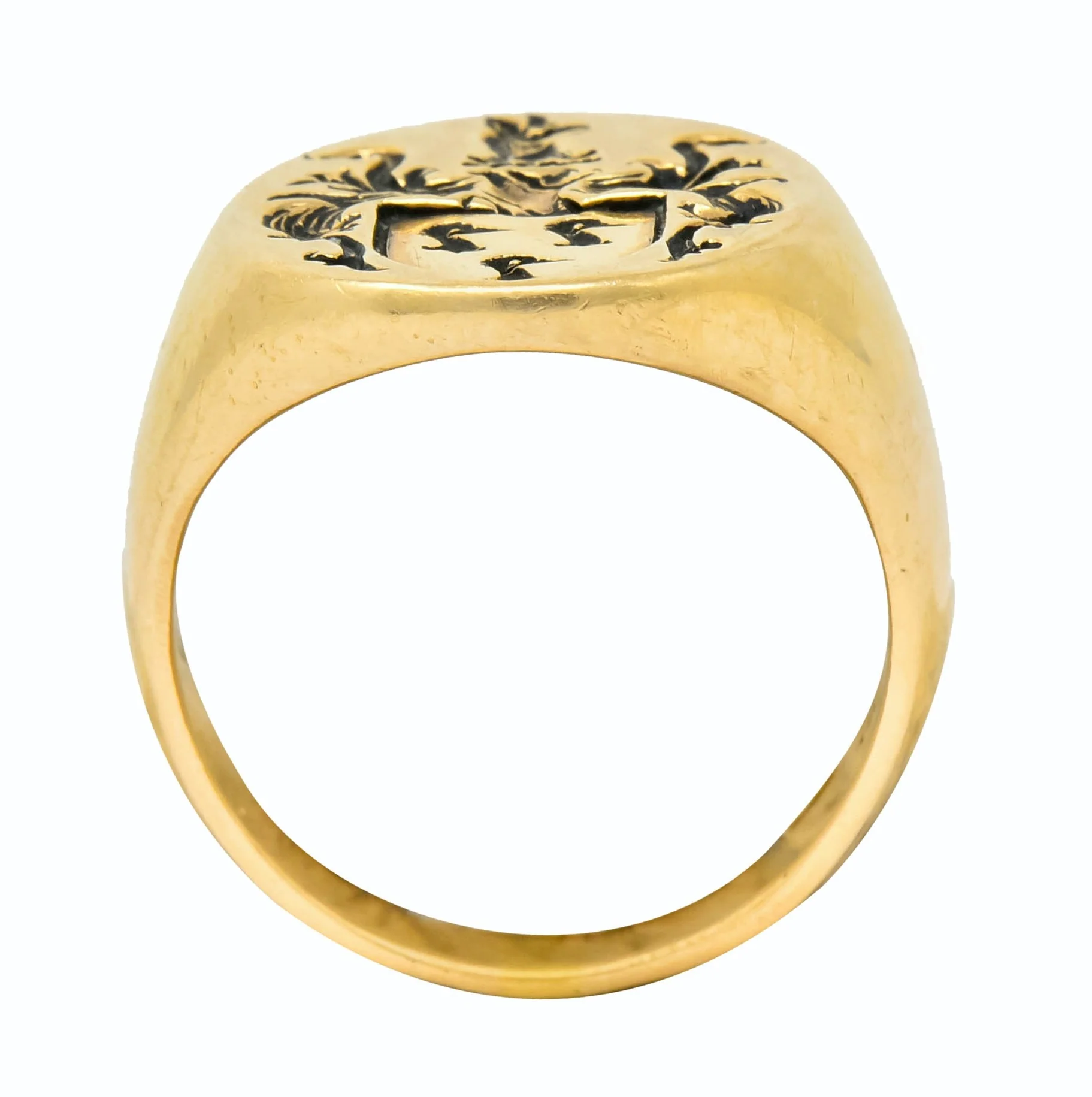 Robust Victorian 14 Karat Gold Crane Heraldry Unisex Signet Ring - Image 7