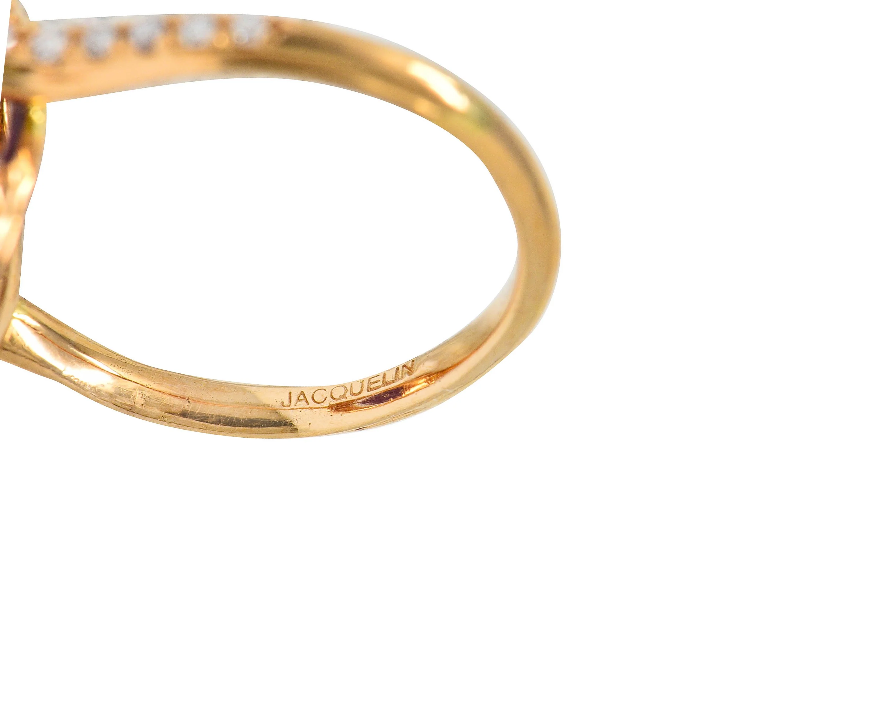 Romantic Amethyst Diamond 18 Karat Rose Gold Cocktail Ring - Image 7