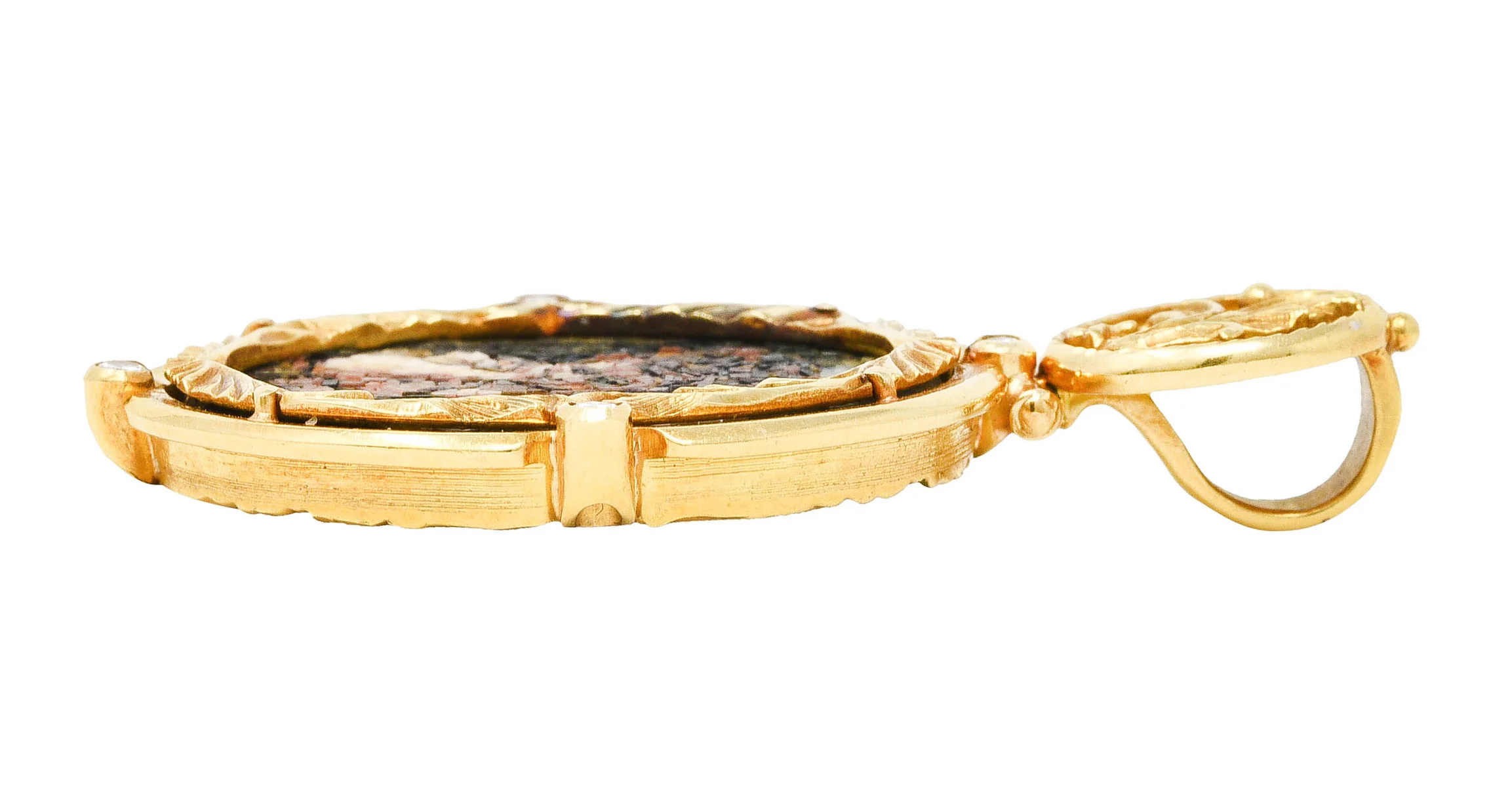 Russian Diamond Micro Mosaic 18 Karat Gold John the Baptist Pendant - Image 8