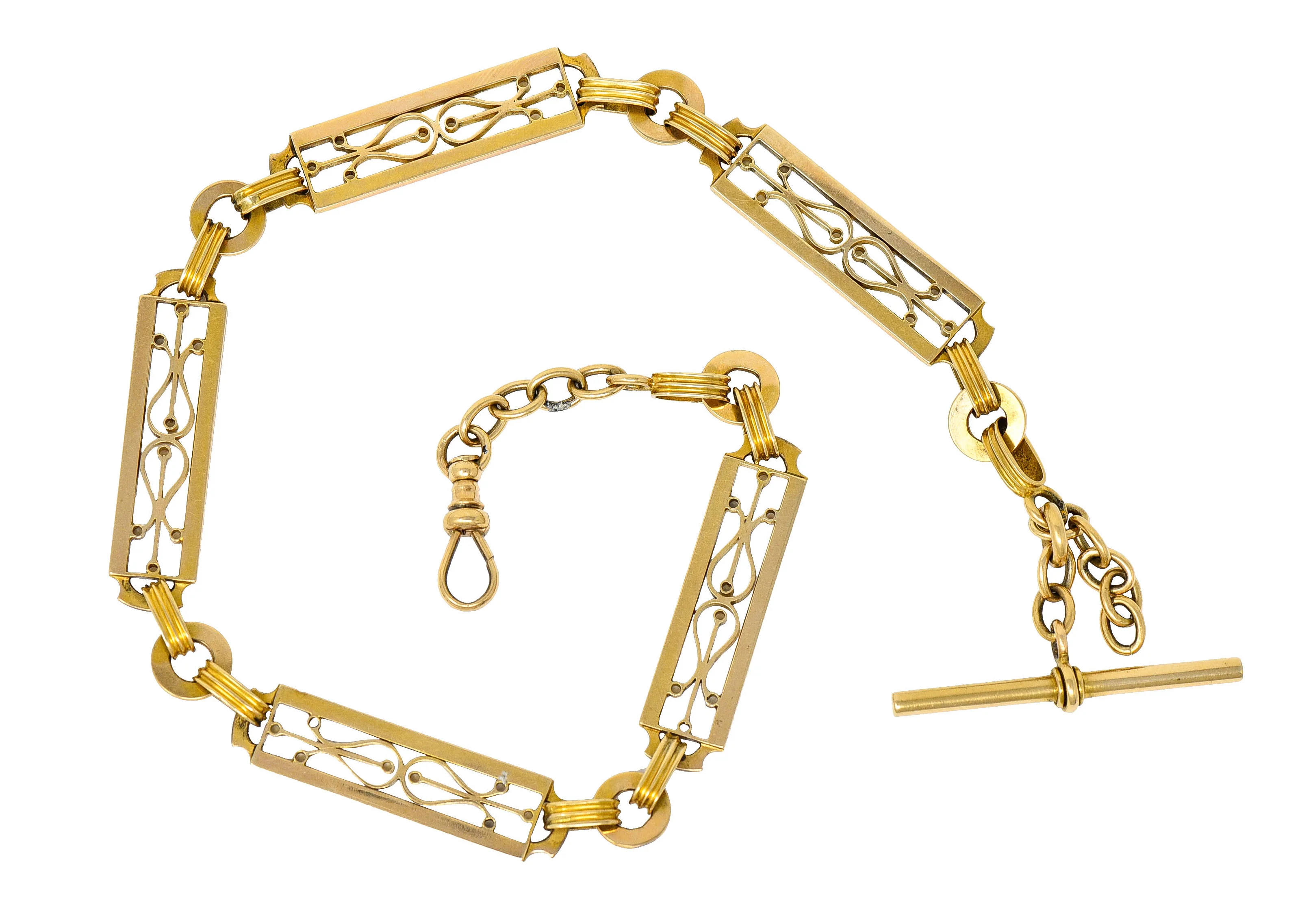 Russian Victorian 14 Karat Gold Statement Link Watch Chain Necklace - Image 2