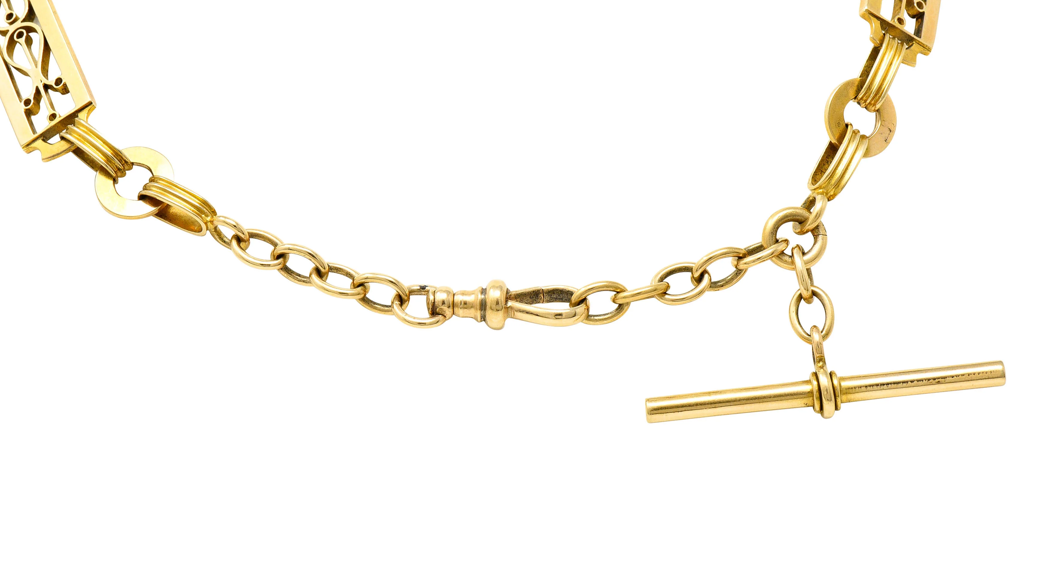 Russian Victorian 14 Karat Gold Statement Link Watch Chain Necklace - Image 4