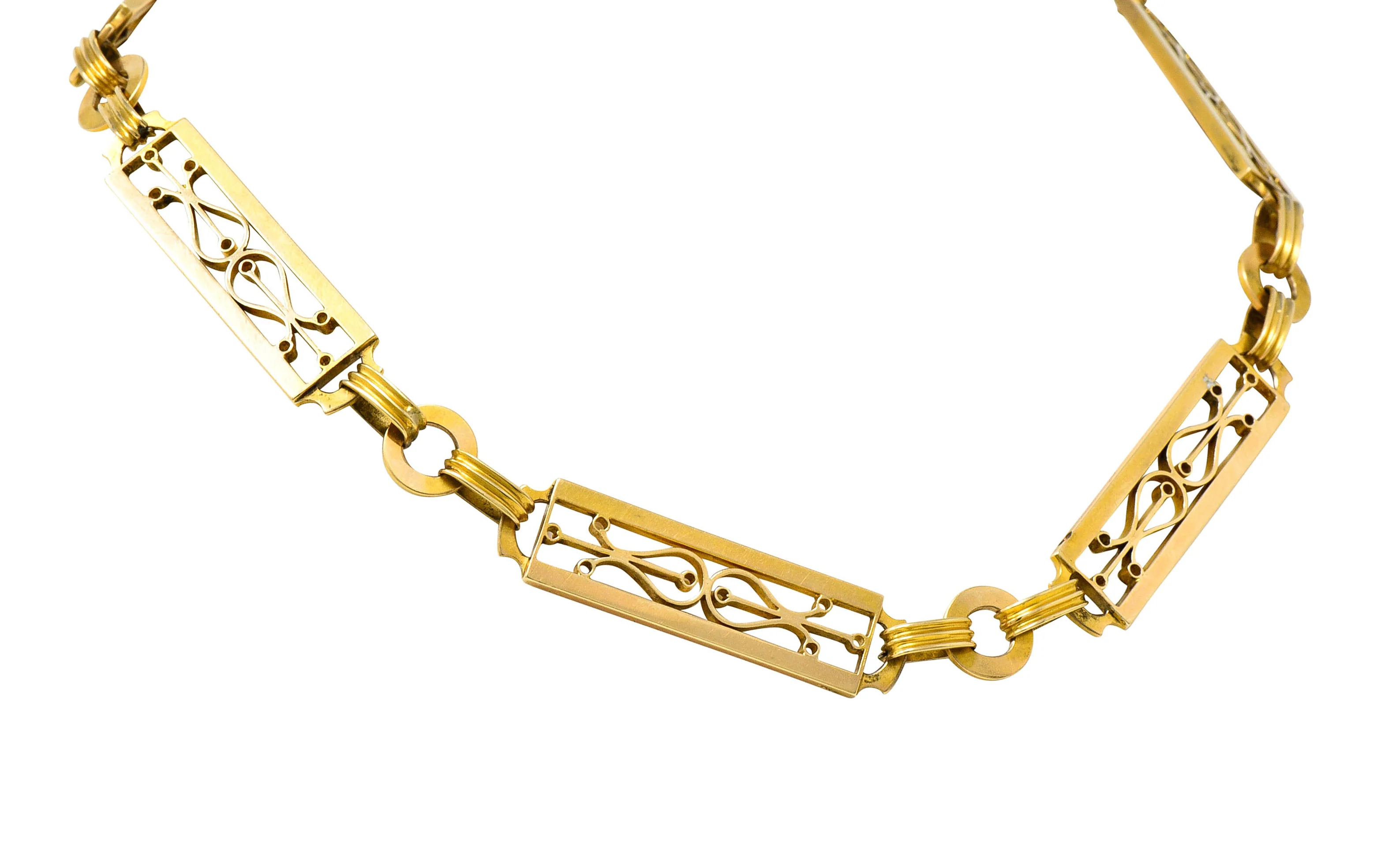 Russian Victorian 14 Karat Gold Statement Link Watch Chain Necklace - Image 6
