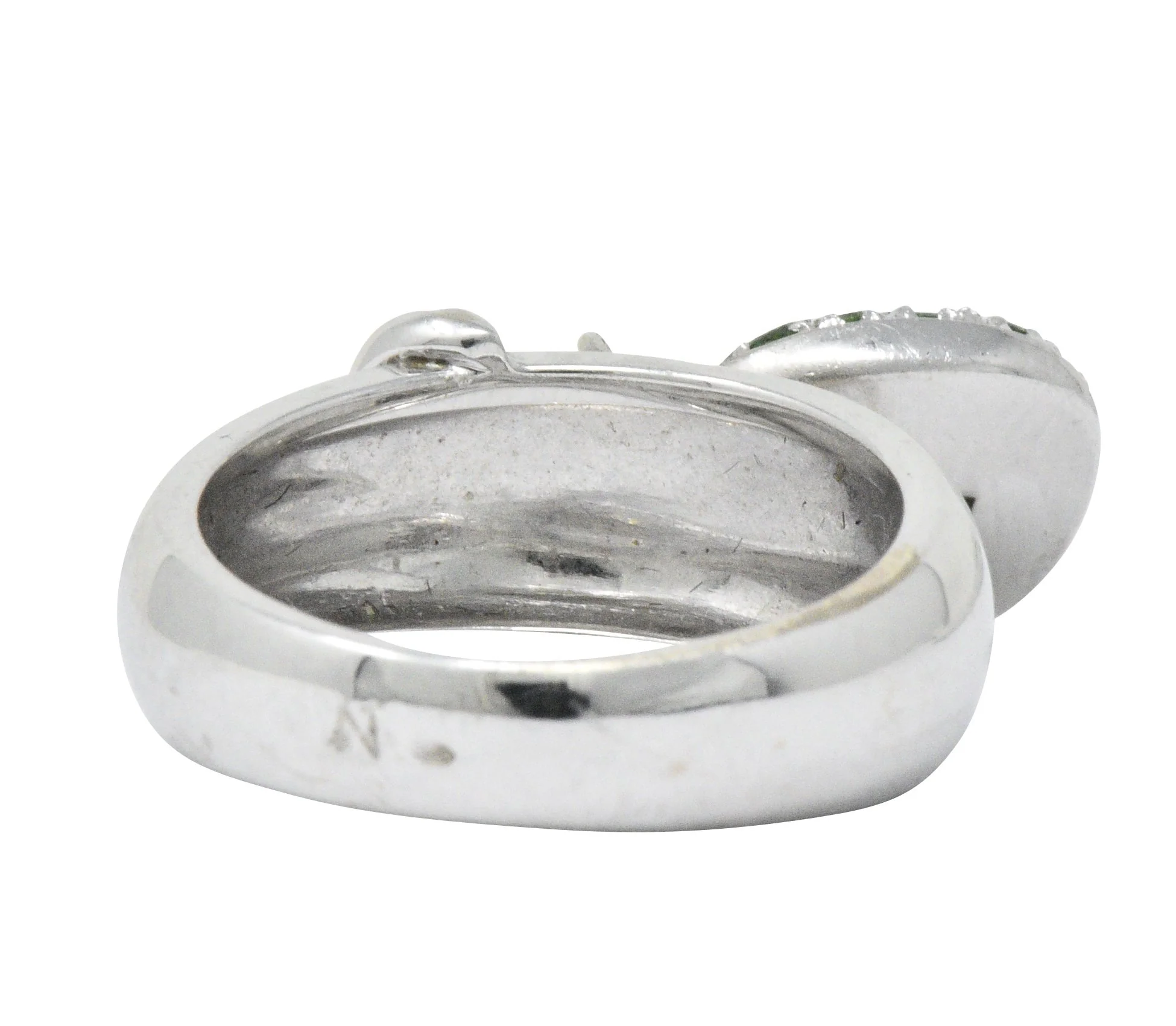 Salavetti 0.75 CTW Diamond Brown Diamond Tsavorite 18 Karat White Gold Lock Ring - Image 4