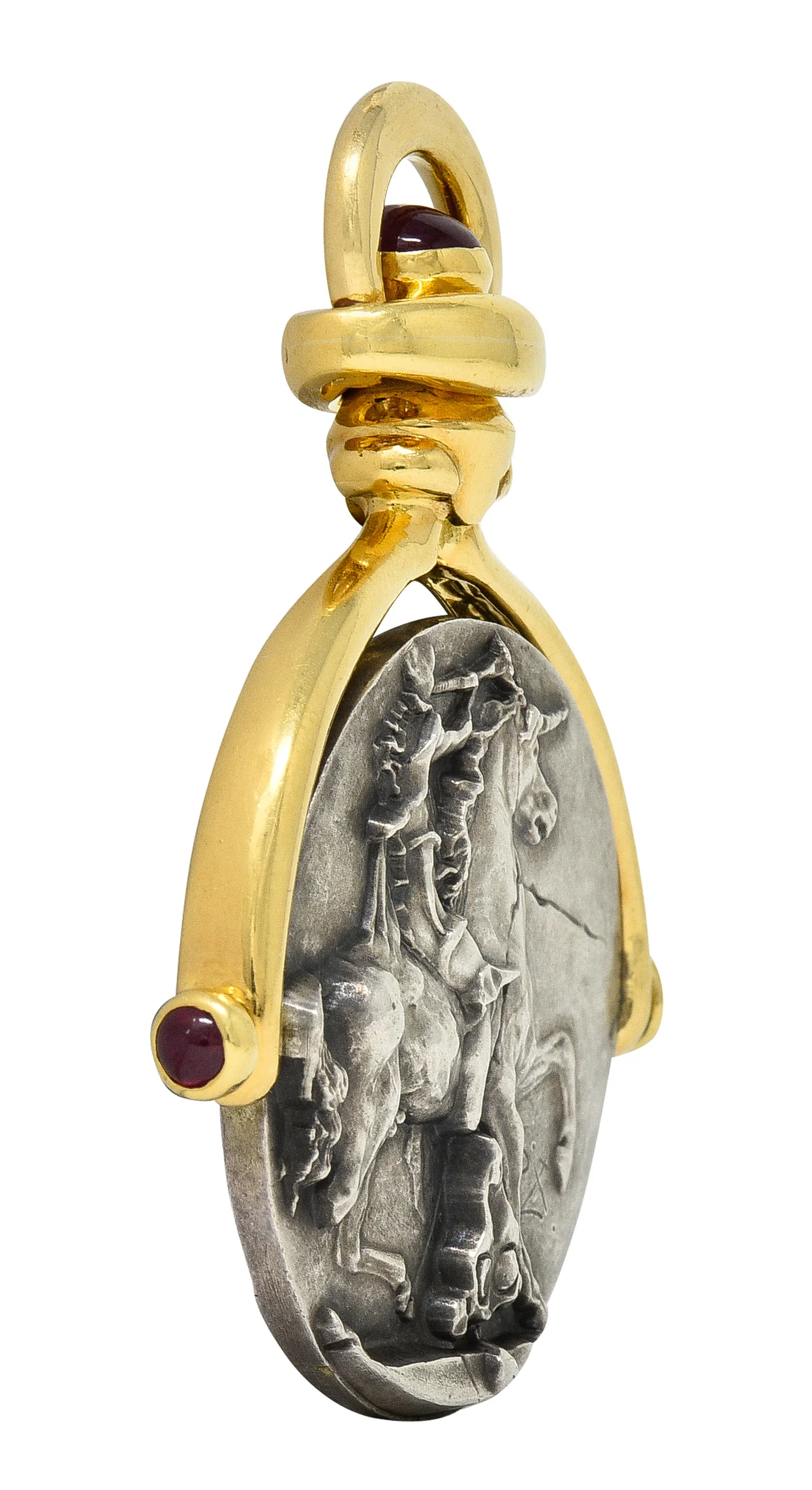 Salvador Dali Ruby 18 Karat Gold Silver Dionysus Athena Flip Coin Pendant - Image 4