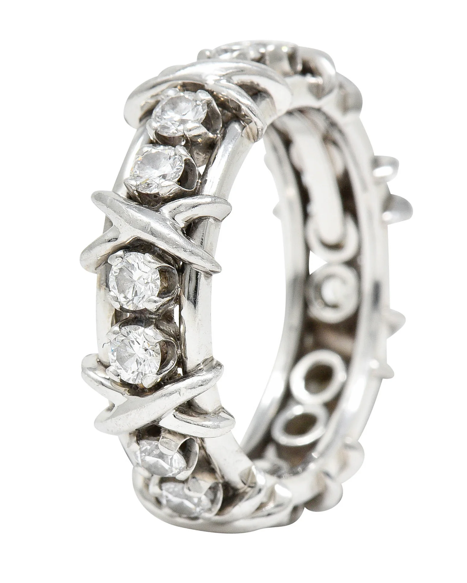 Schlumberger Tiffany & Co. 1.15 CTW Diamond Platinum X Band Ring - Image 2