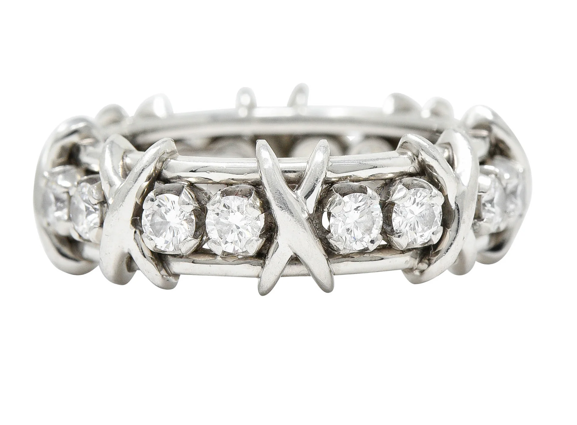 Schlumberger Tiffany & Co. 1.15 CTW Diamond Platinum X Band Ring - Image 3