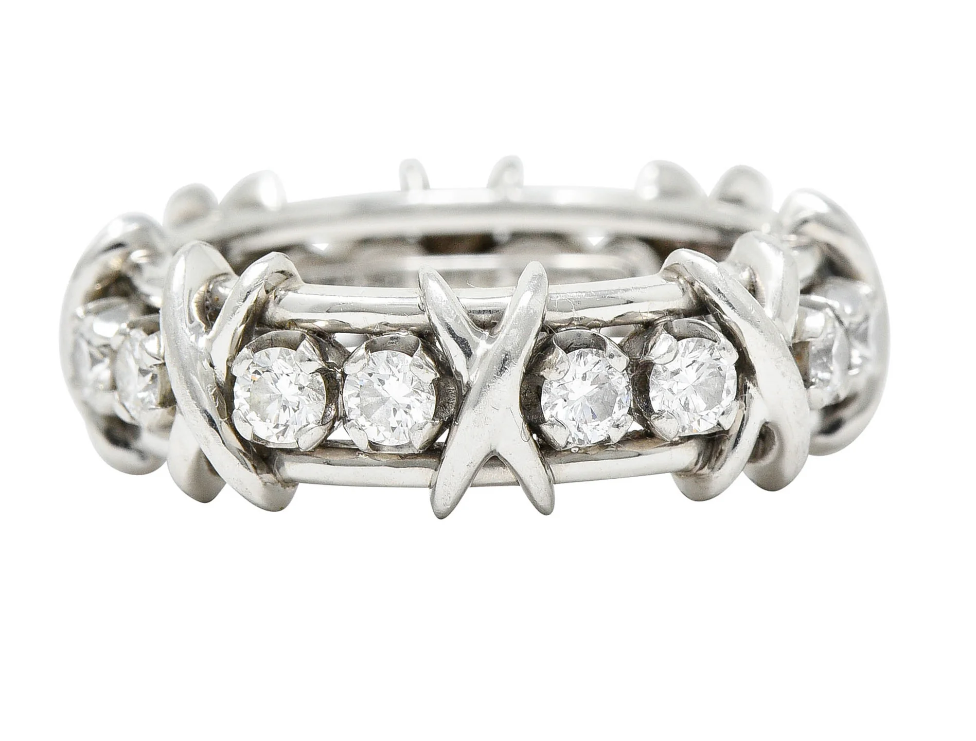 Schlumberger Tiffany & Co. 1.15 CTW Diamond Platinum X Band Ring - Image 4