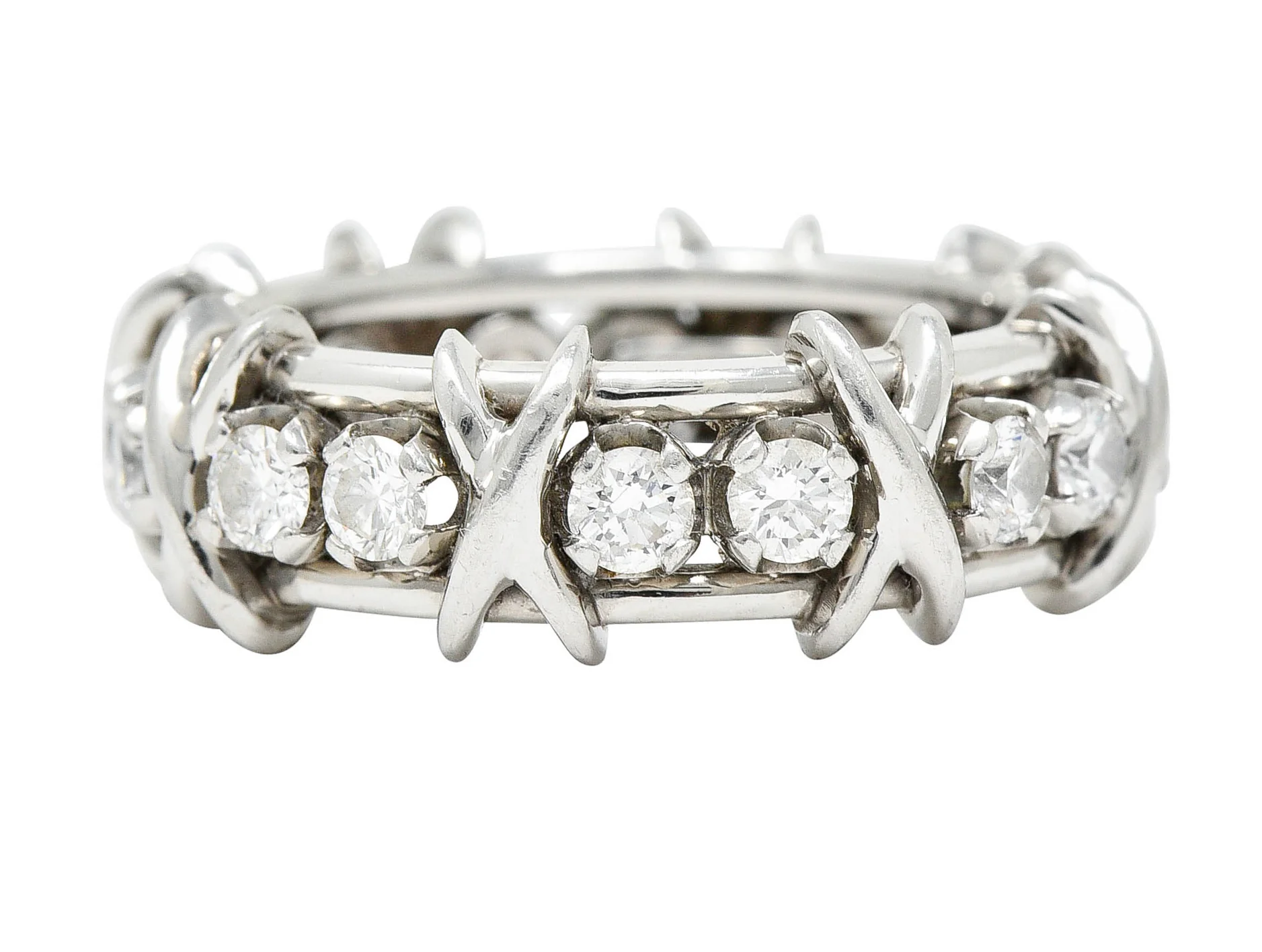 Schlumberger Tiffany & Co. 1.15 CTW Diamond Platinum X Band Ring - Image 9