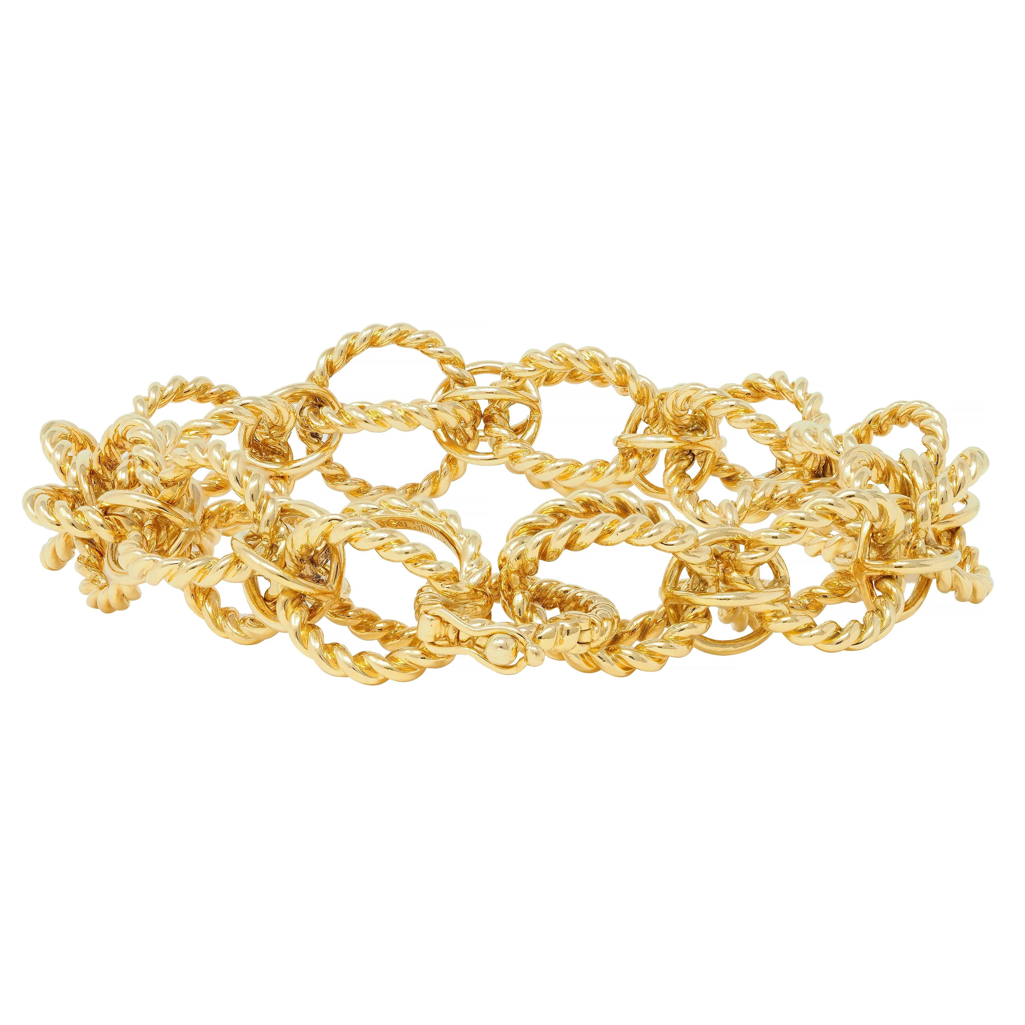 Schlumberger Tiffany & Co. 18 Karat Yellow Gold Circle Rope Bracelet - Image 7