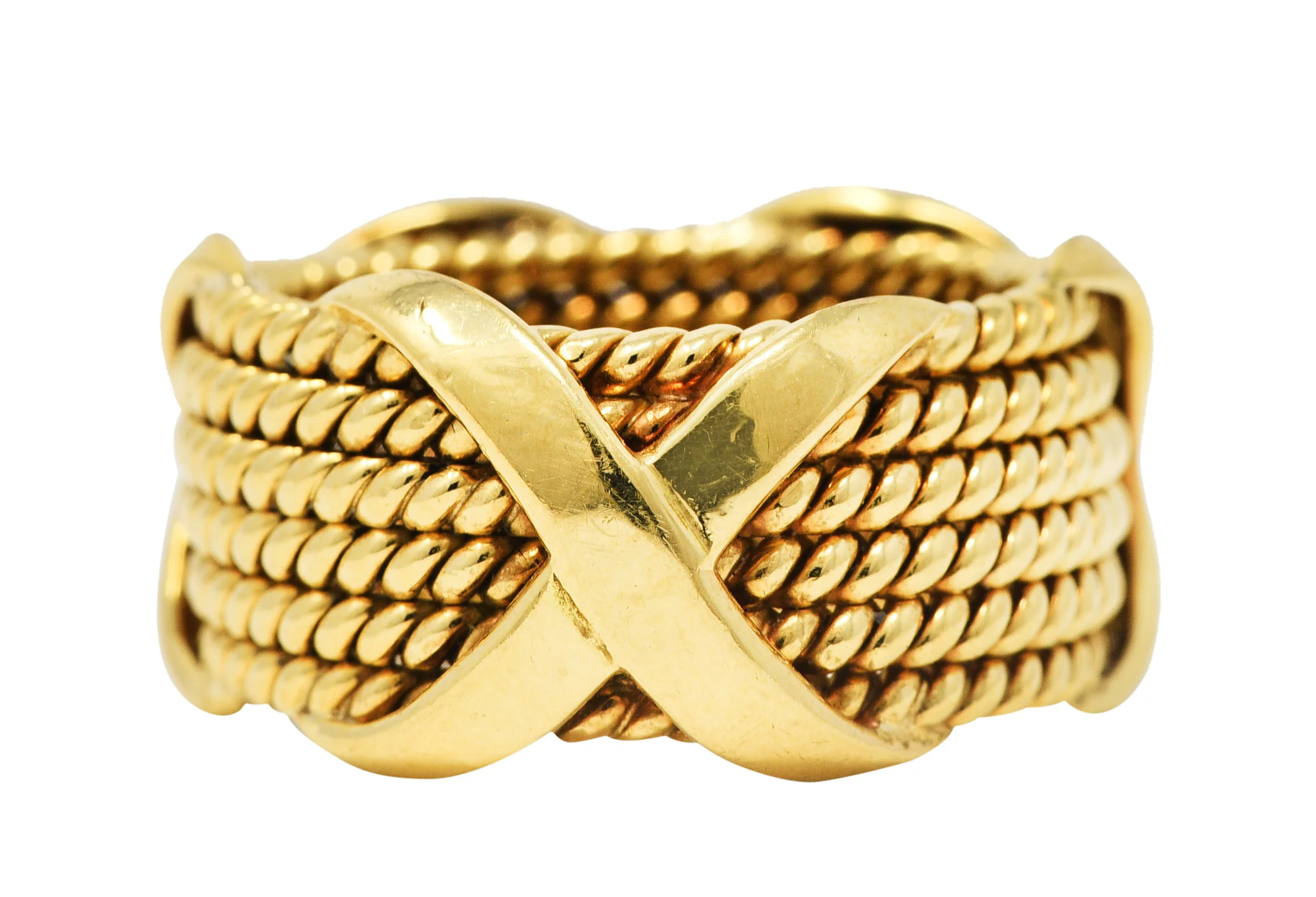 Schlumberger Tiffany & Co. 18 Karat Yellow Gold X Band Ring - Image 3