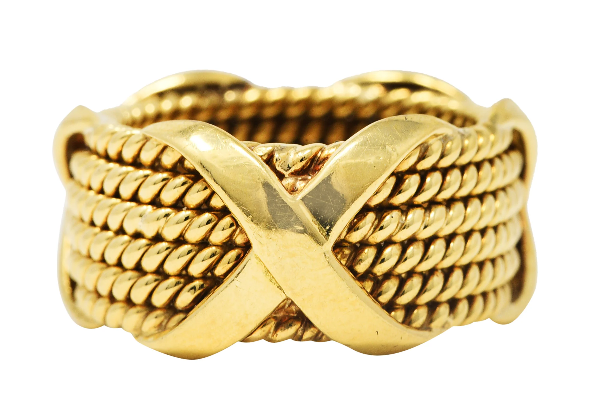 Schlumberger Tiffany & Co. 18 Karat Yellow Gold X Band Ring - Image 4