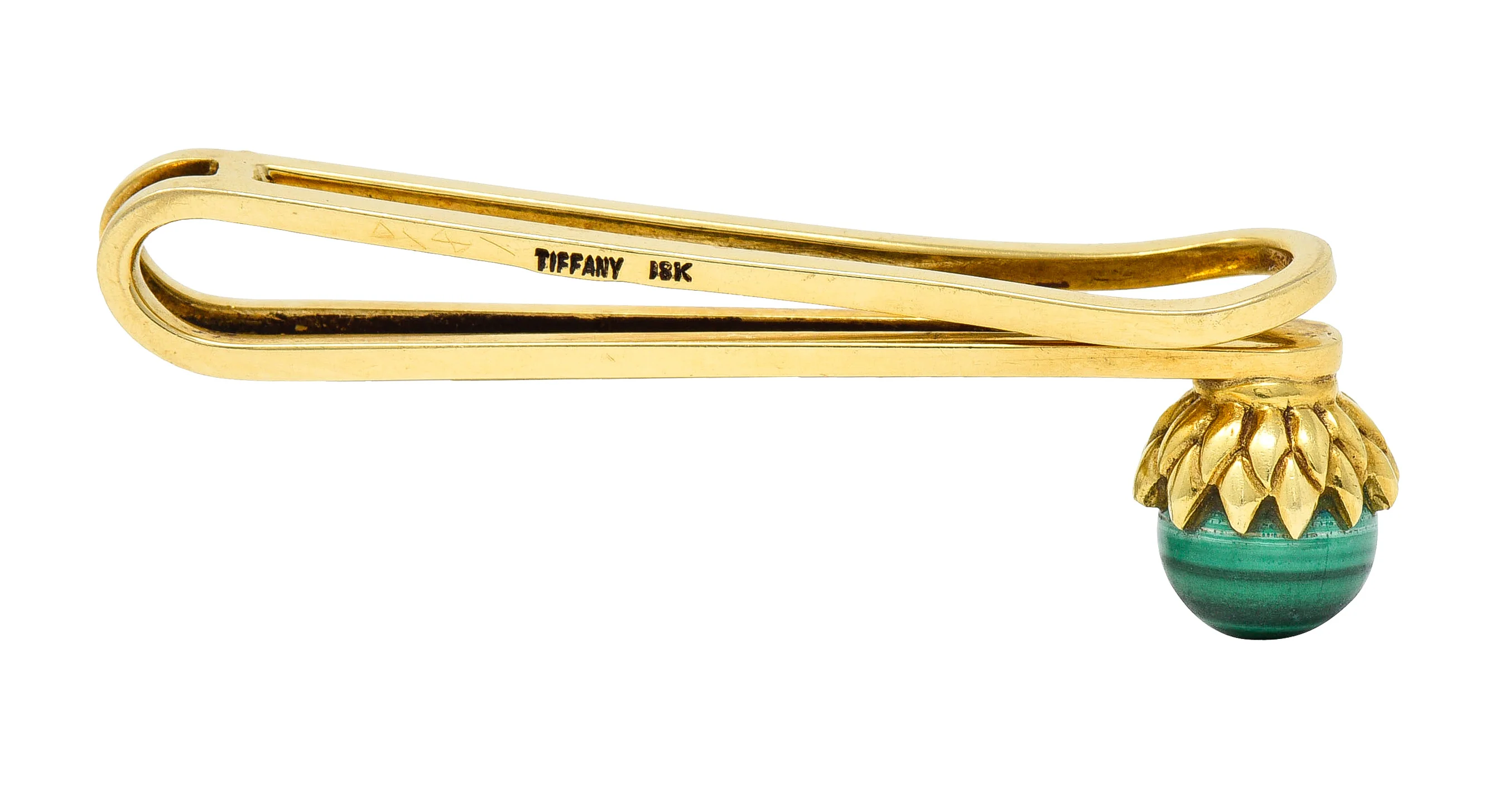 Schlumberger Tiffany & Co. 1960's Malachite 18 Karat Yellow Gold Vintage Tie Pin - Image 2