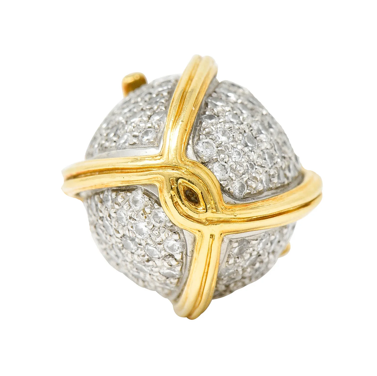 Schlumberger Tiffany & Co. 2.75 CTW Pave Diamond 18 Karat Gold Platinum Large Egg Pendant - Image 10