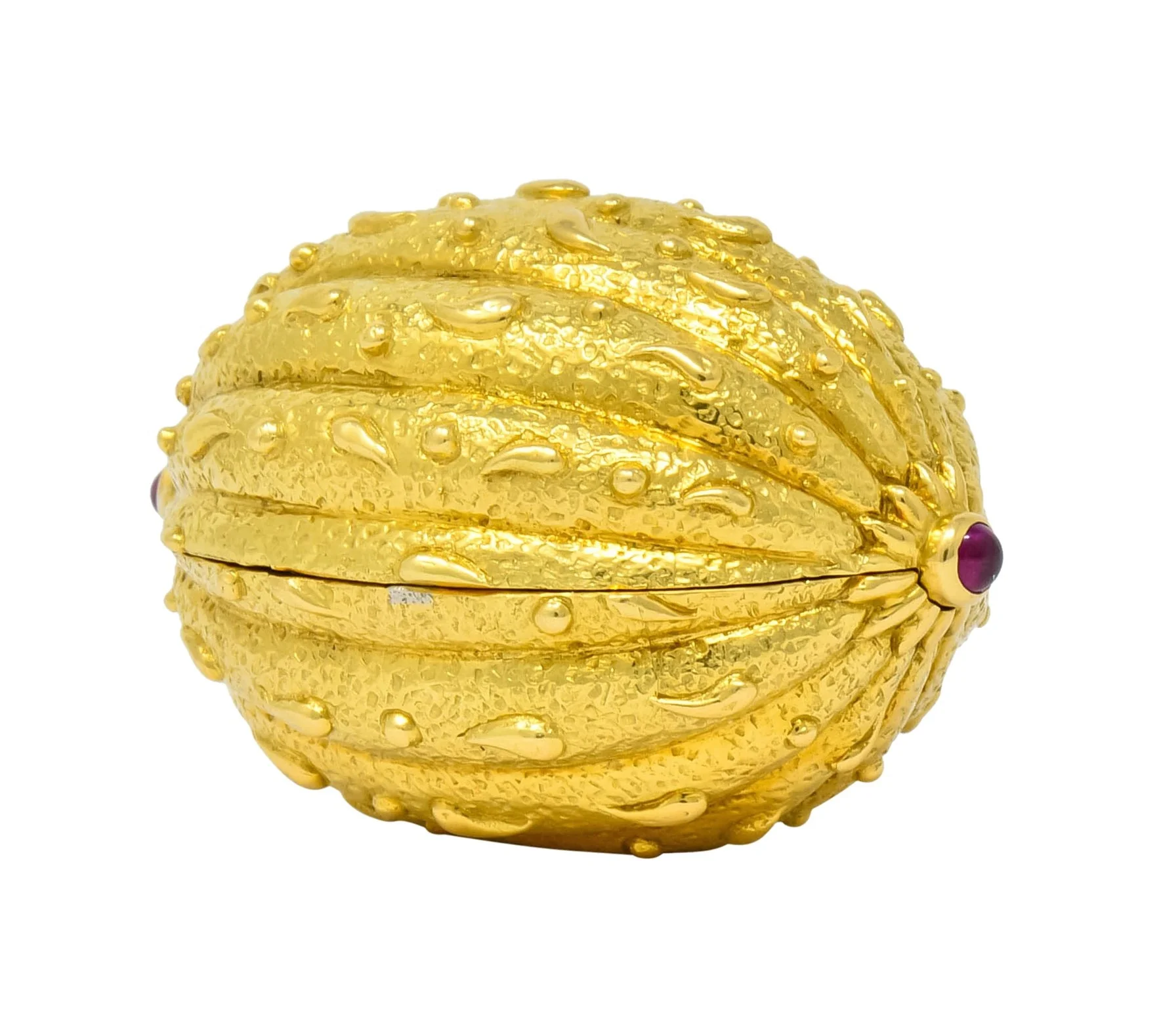 Schlumberger Tiffany & Co. Ruby 18 Karat Gold Walnut Pill Box Circa 1960 - Image 9