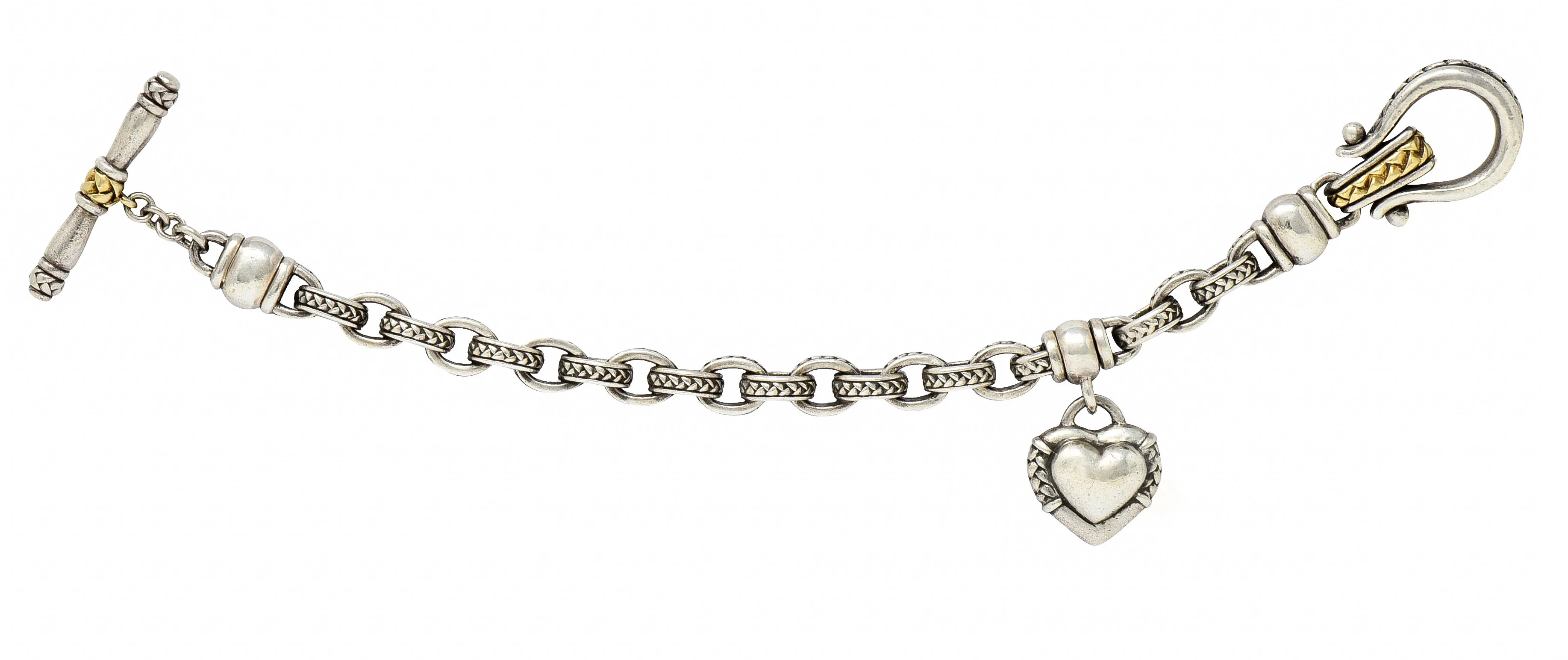Scott Kay Sterling Silver 18 Karat Gold Heart Charm Bracelet - Image 10