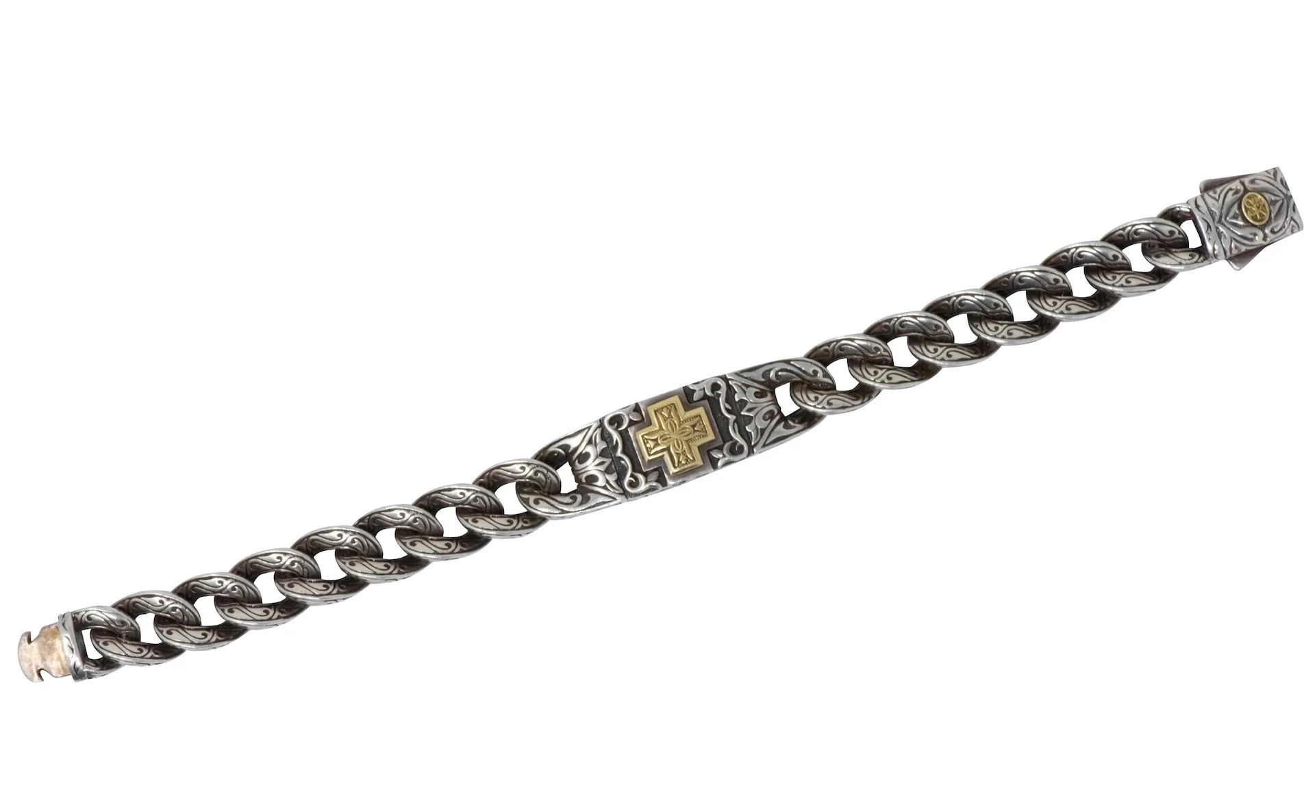 Scott Kay Sterling Silver 18 Karat Gold Unkaged Men's Cross Bracelet - Image 6