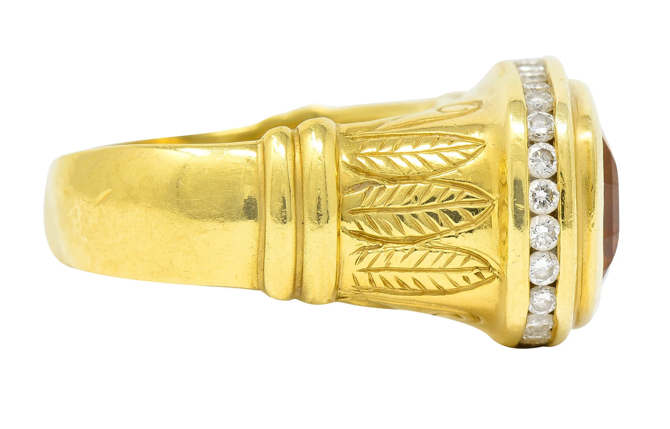 Seidengang Citrine Diamond 18 Karat Gold Gemstone Ring - Image 3