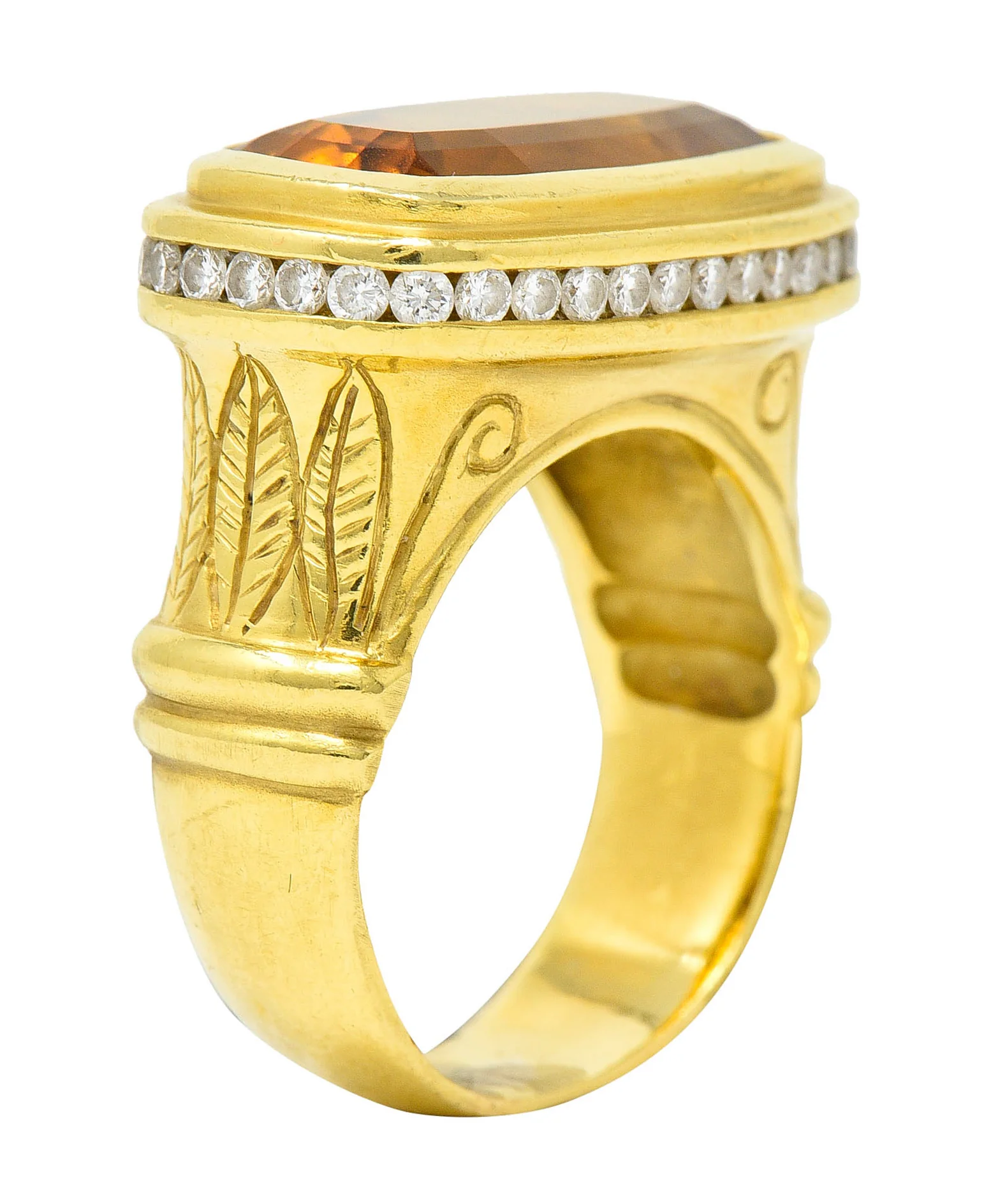 Seidengang Citrine Diamond 18 Karat Gold Gemstone Ring - Image 9