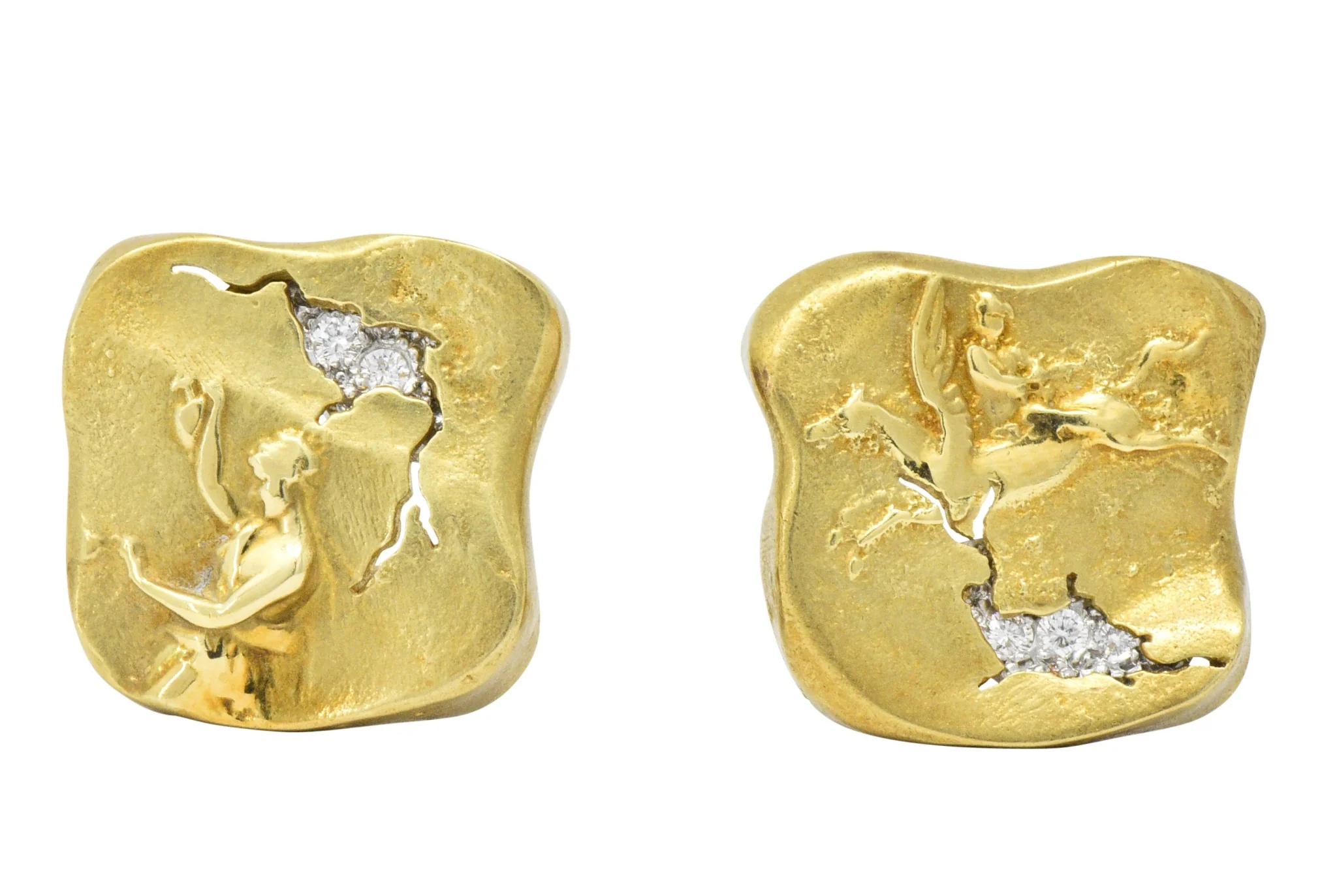 SeidenGang Diamond 18 Karat Gold Platinum Pegasus Odyssey Collection Earrings