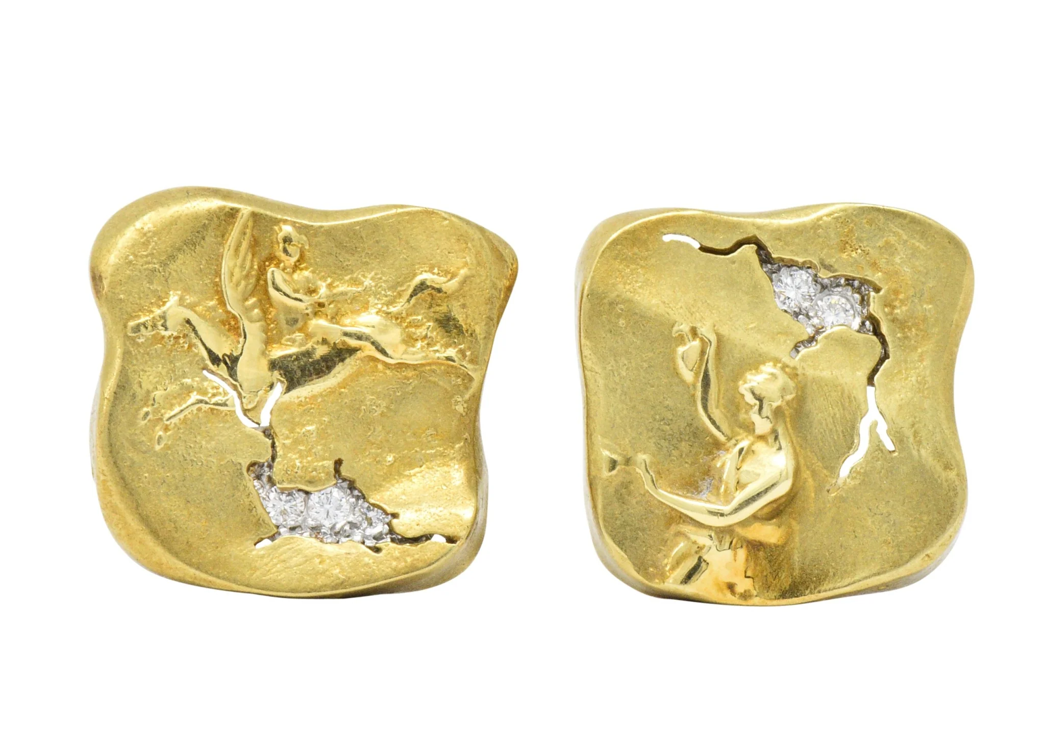 SeidenGang Diamond 18 Karat Gold Platinum Pegasus Odyssey Collection Earrings - Image 6