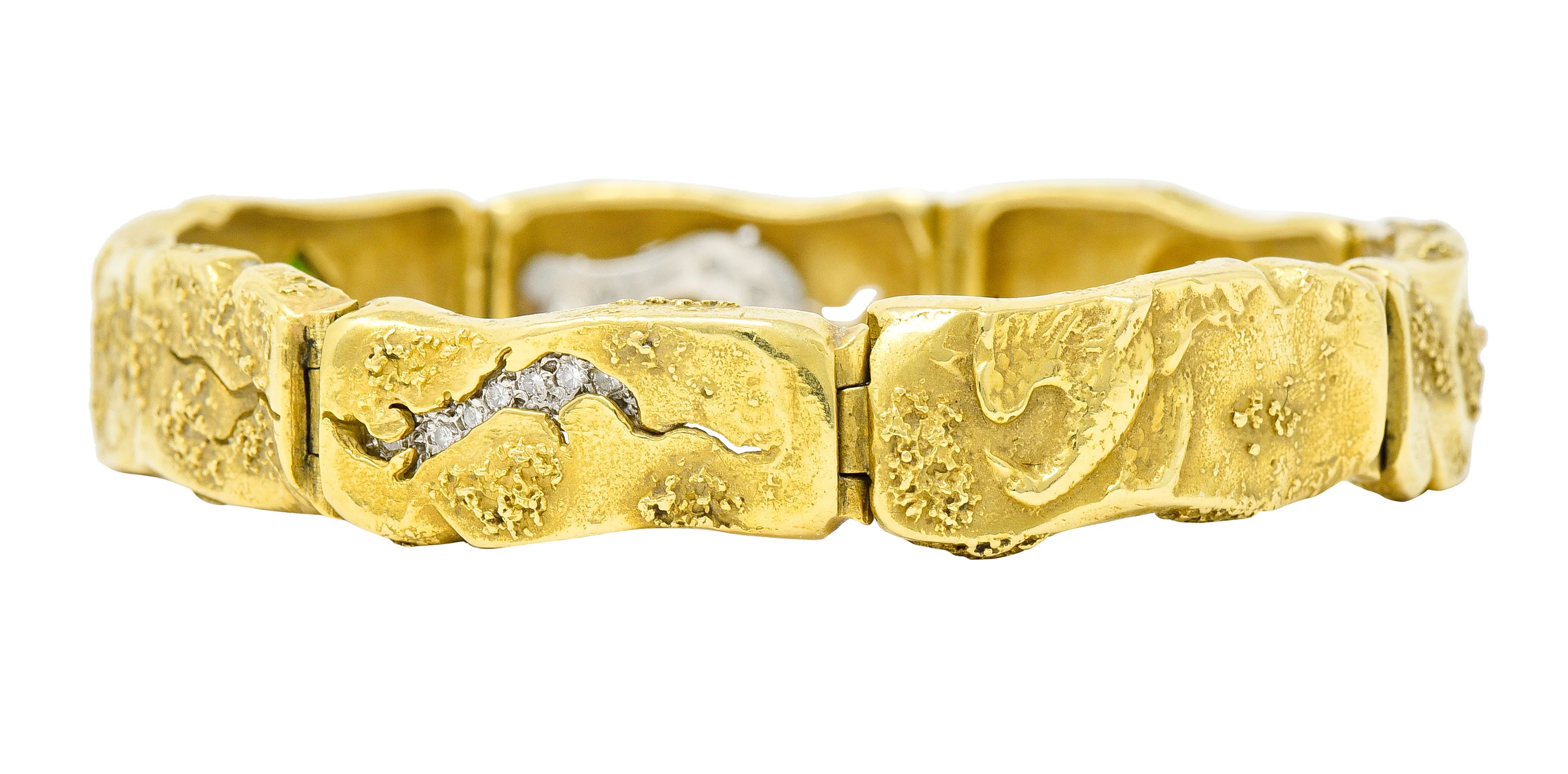 SeidenGang Peridot Diamond 18 Karat Gold Platinum Odyssey Zeus Turtle Bracelet - Image 12