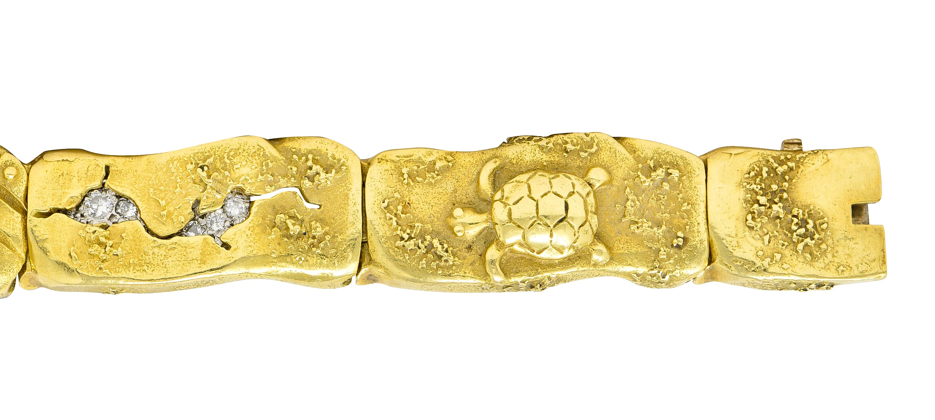 SeidenGang Peridot Diamond 18 Karat Gold Platinum Odyssey Zeus Turtle Bracelet - Image 7