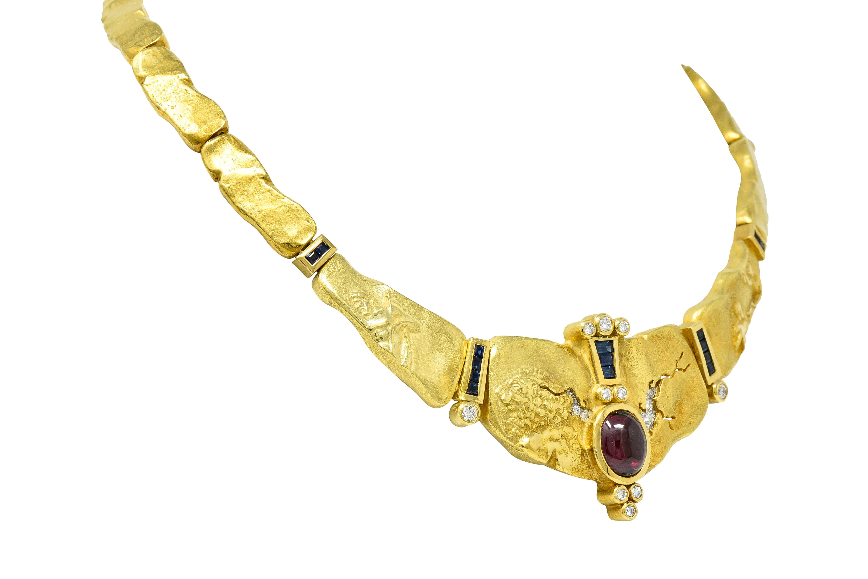 SeidenGang Sapphire Diamond Garnet 18 Karat Gold Odyssey Collar Necklace - Image 3