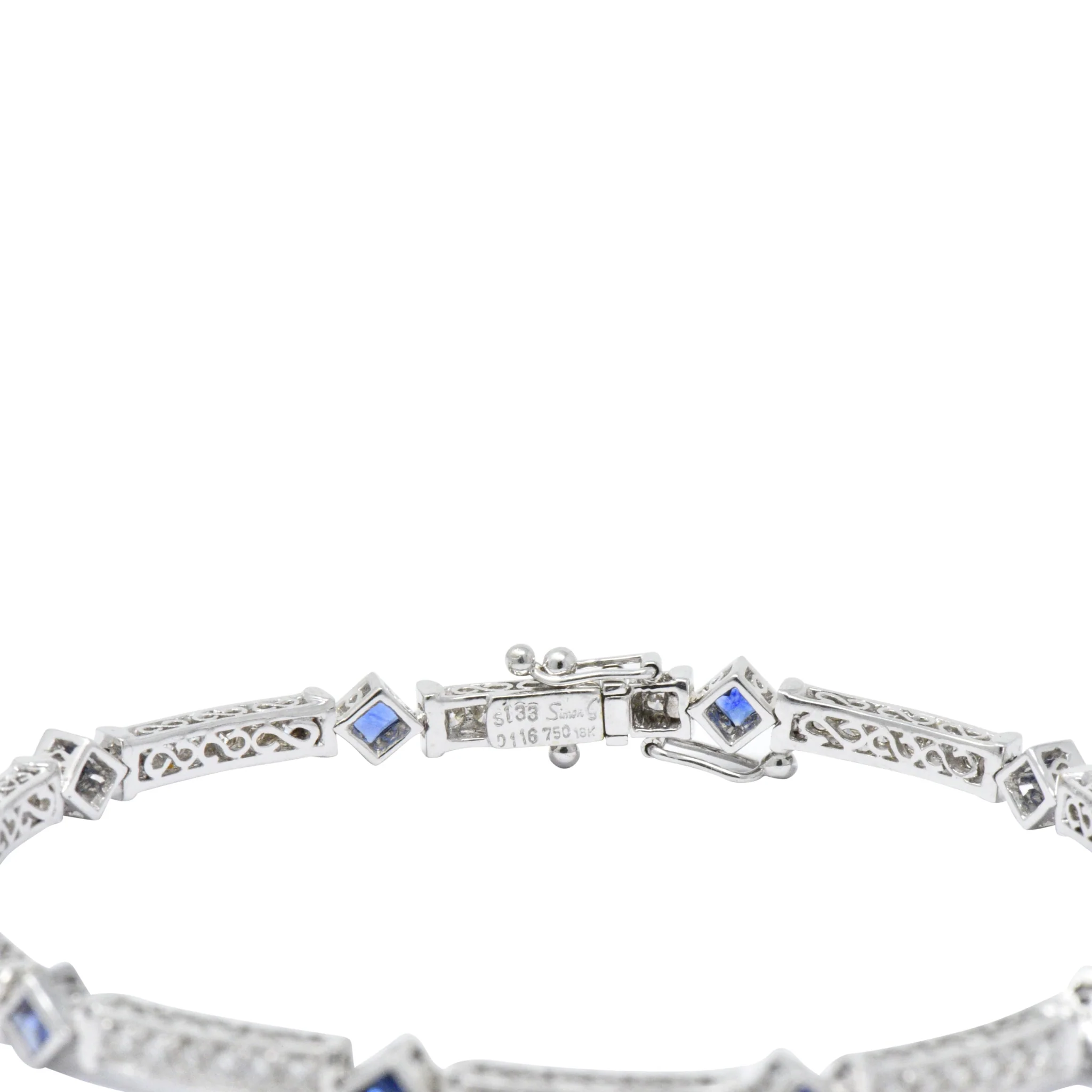 Simon G. 2.51 CTW Diamond Sapphire 18 Karat White Gold Line Bracelet - Image 3