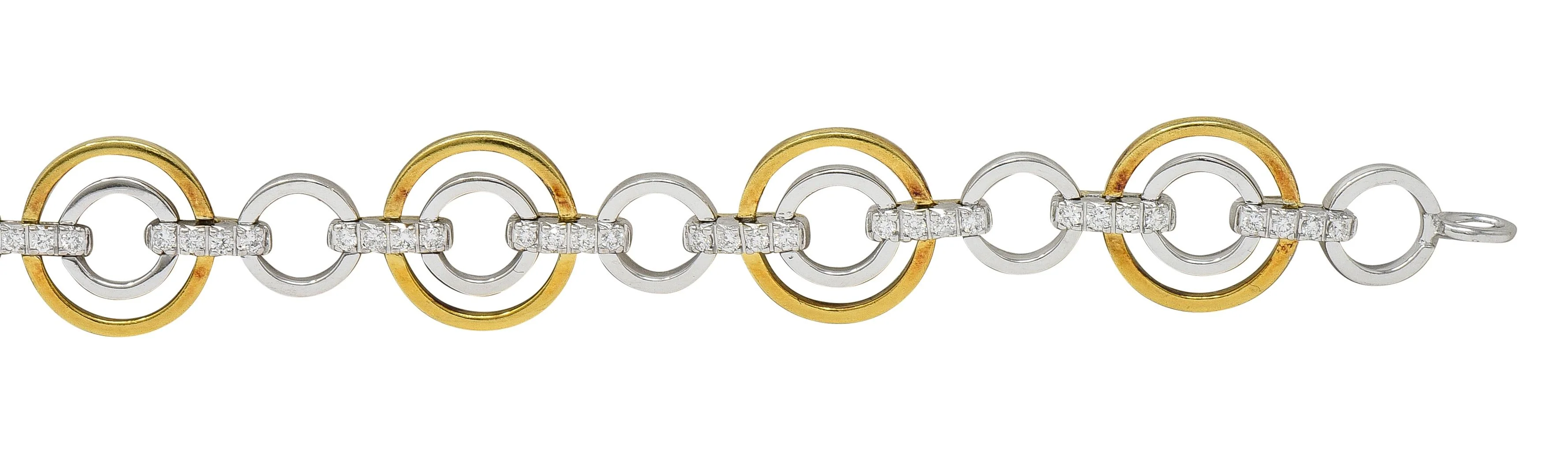 Simon G. Contemporary Diamond 18 Karat Two-Tone Gold Circle link Bracelet - Image 4