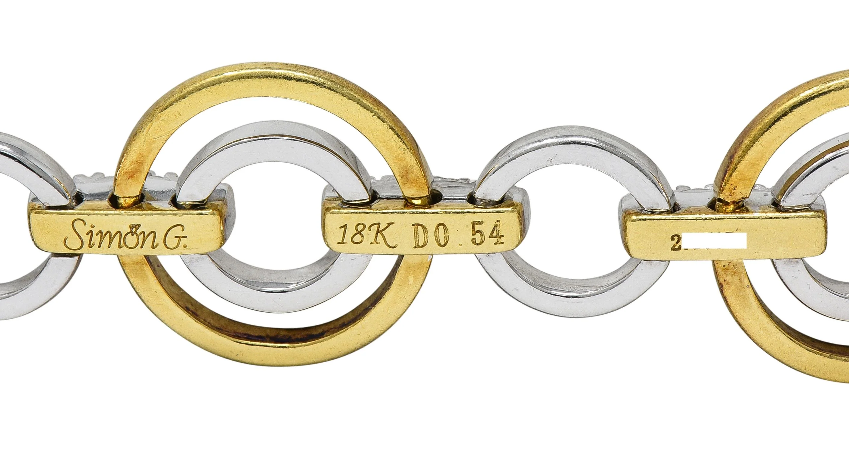 Simon G. Contemporary Diamond 18 Karat Two-Tone Gold Circle link Bracelet - Image 5