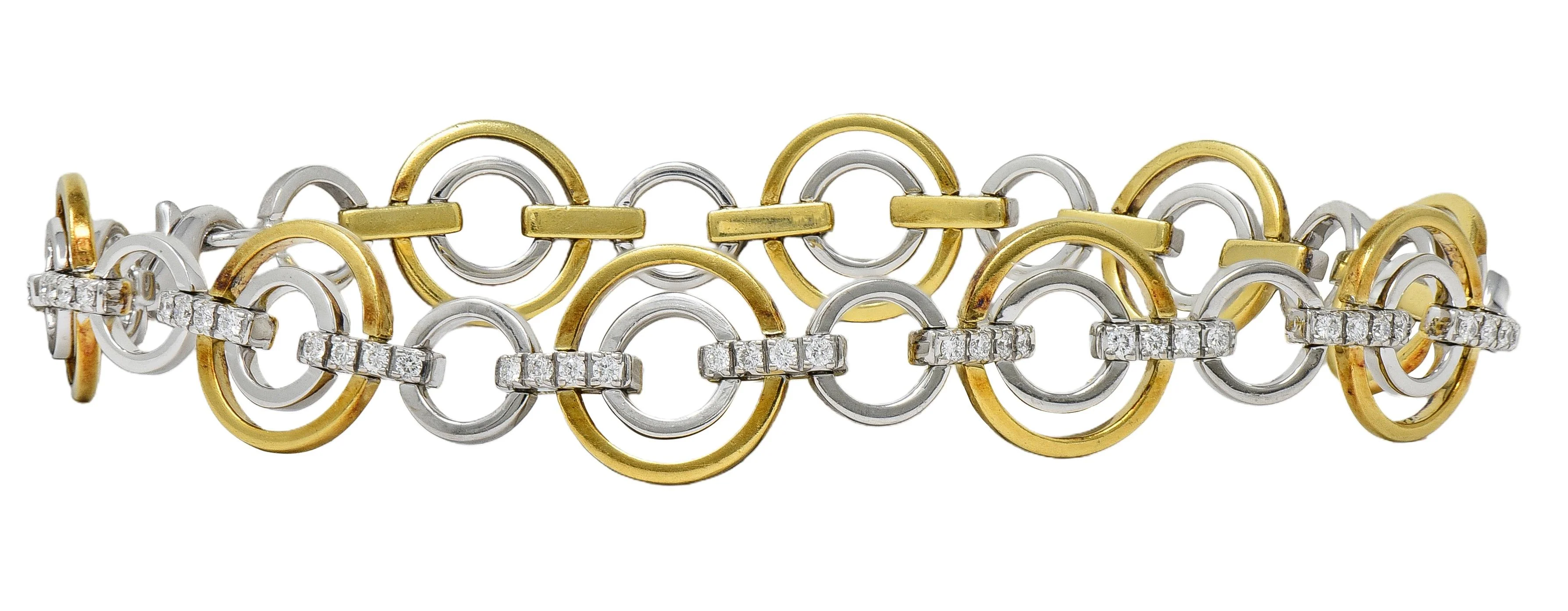 Simon G. Contemporary Diamond 18 Karat Two-Tone Gold Circle link Bracelet - Image 9